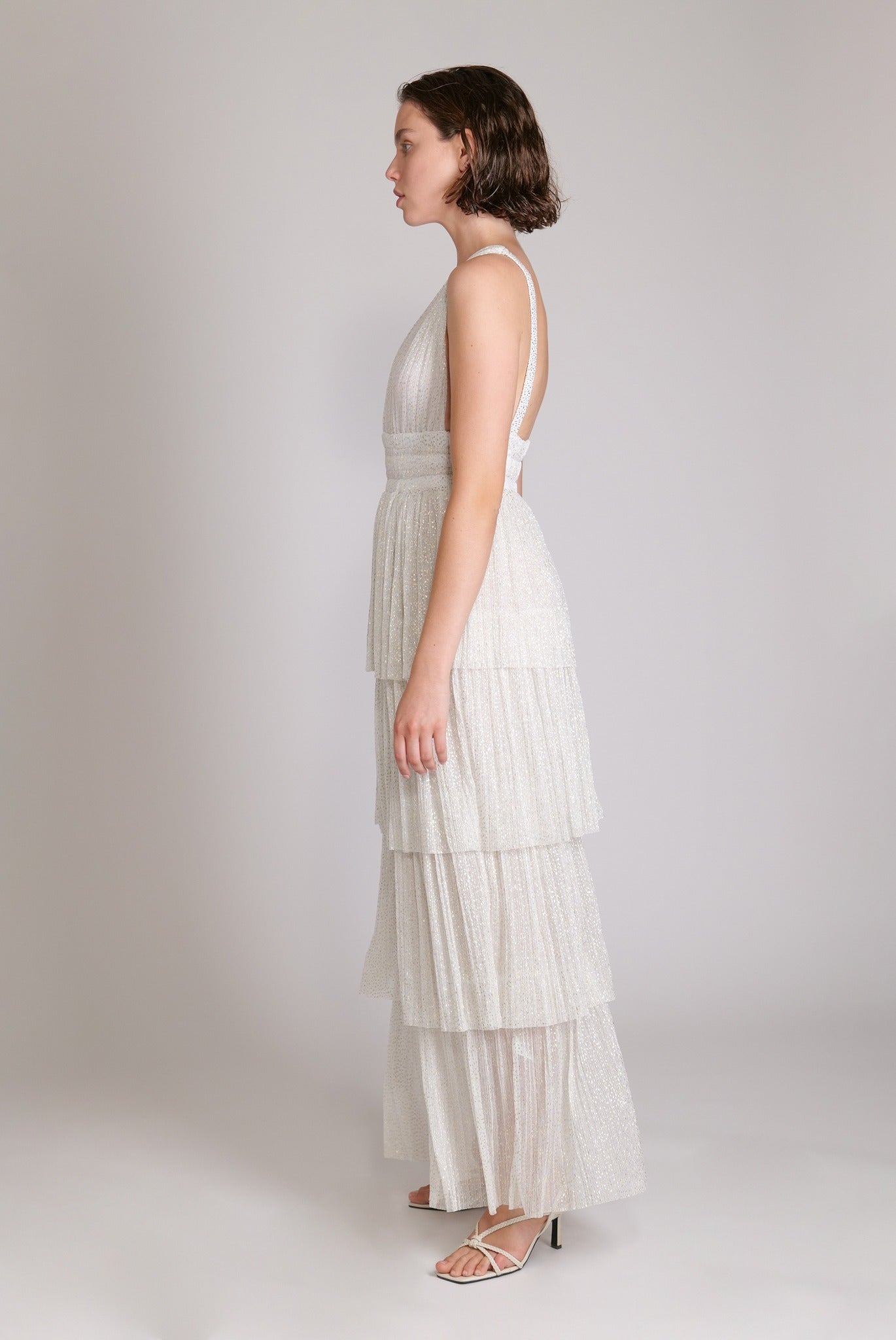 SABINA MUSAYEV - pleated_knit_w_speckled_foil_white