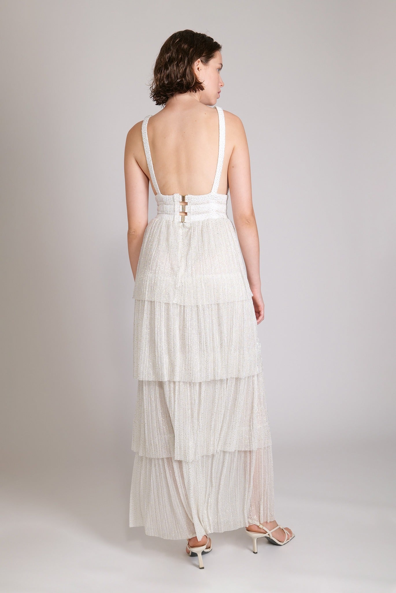 SABINA MUSAYEV - pleated_knit_w_speckled_foil_white