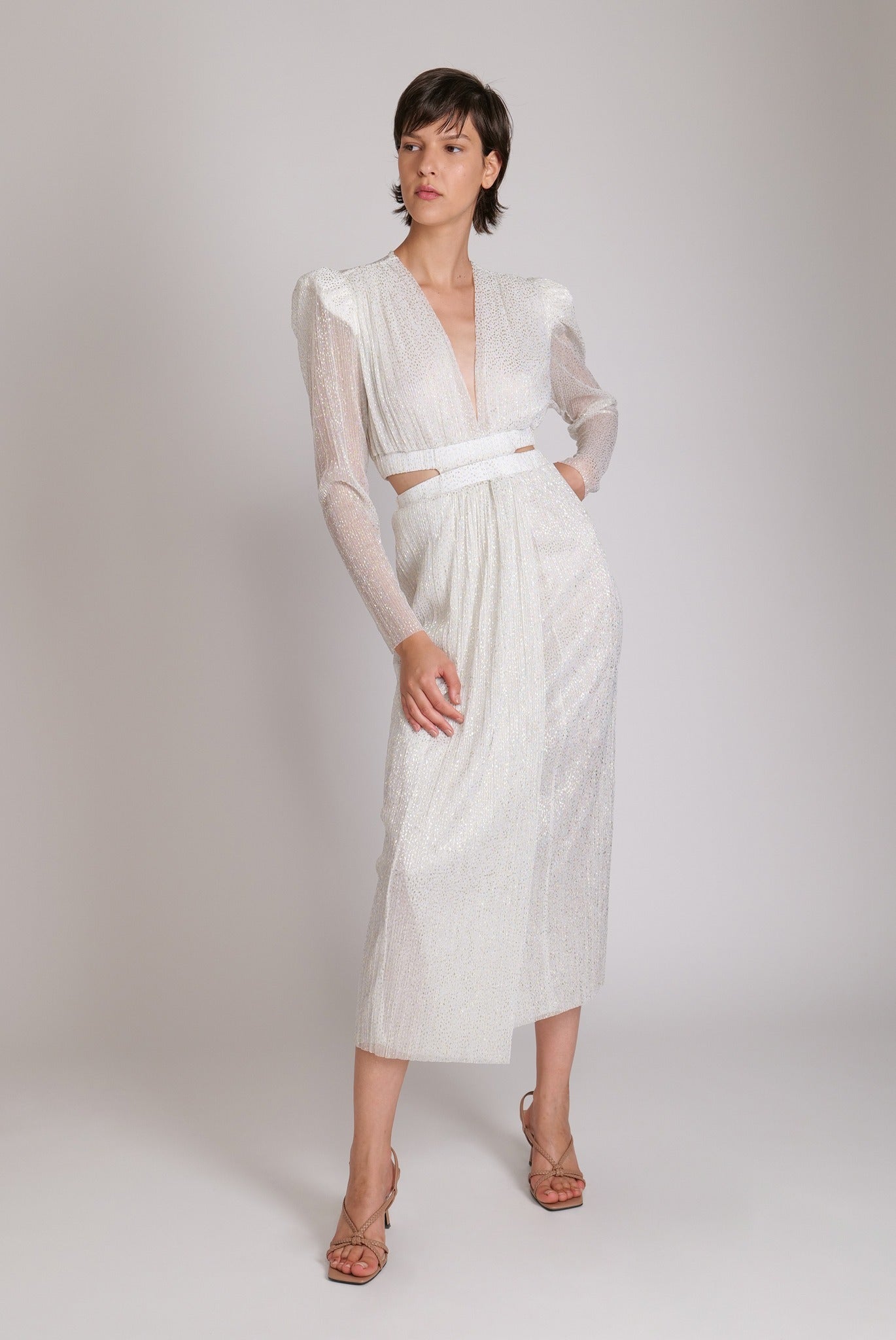 SABINA MUSAYEV - pleated_knit_w_speckled_foil_white