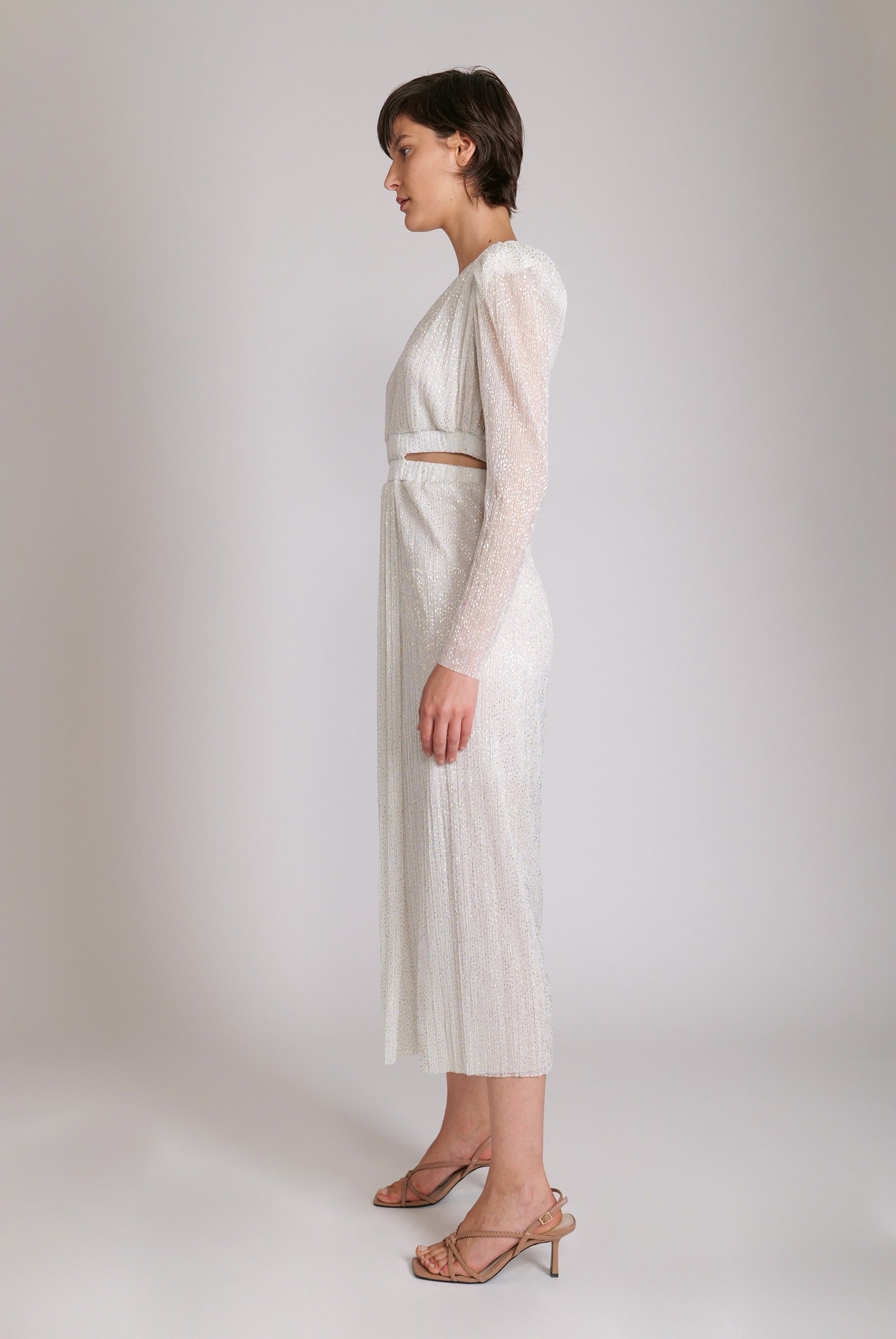 SABINA MUSAYEV - pleated_knit_w_speckled_foil_white
