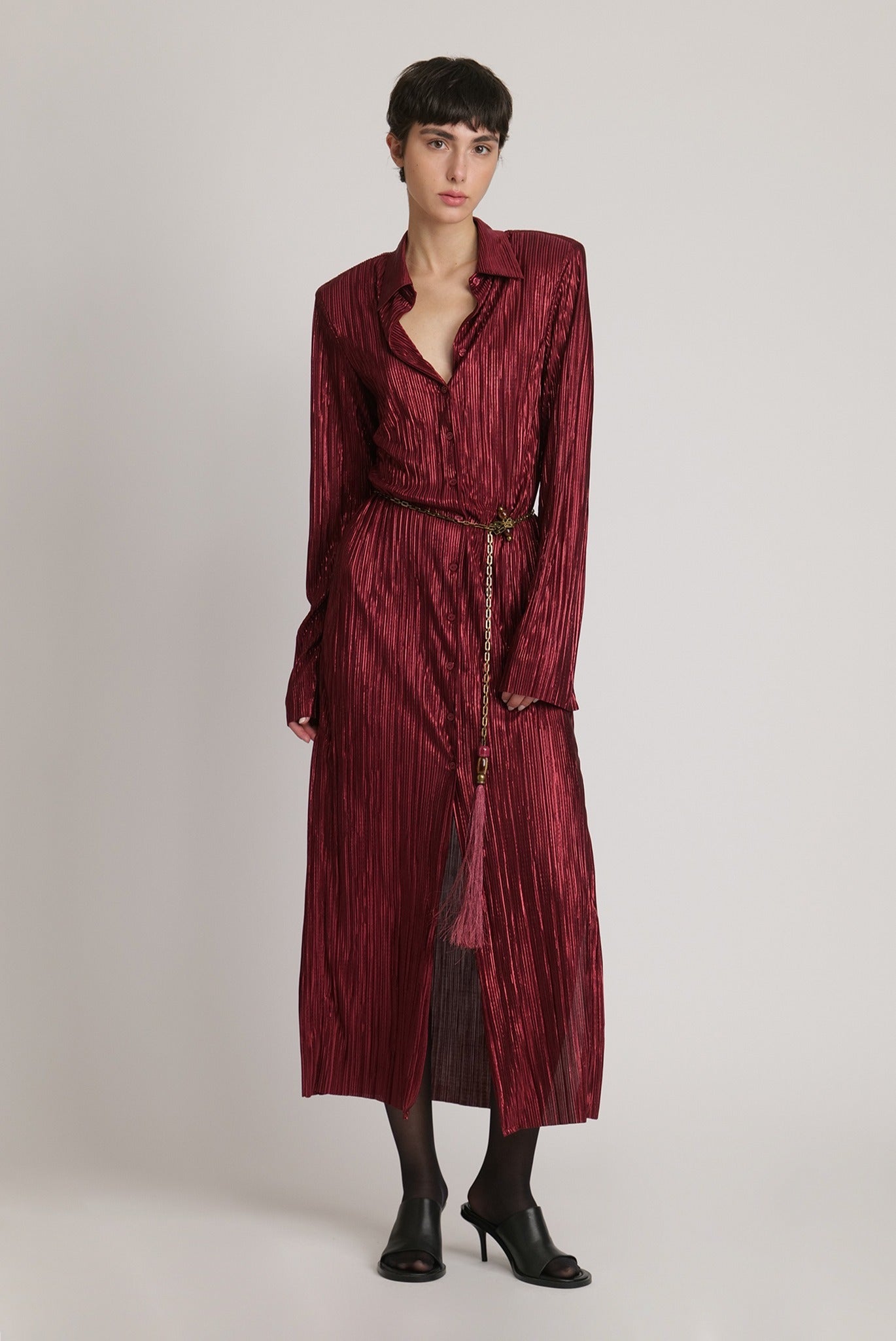 SABINA MUSAYEV - pleated_knit_w_foil_ruby_wine_fw_23_24