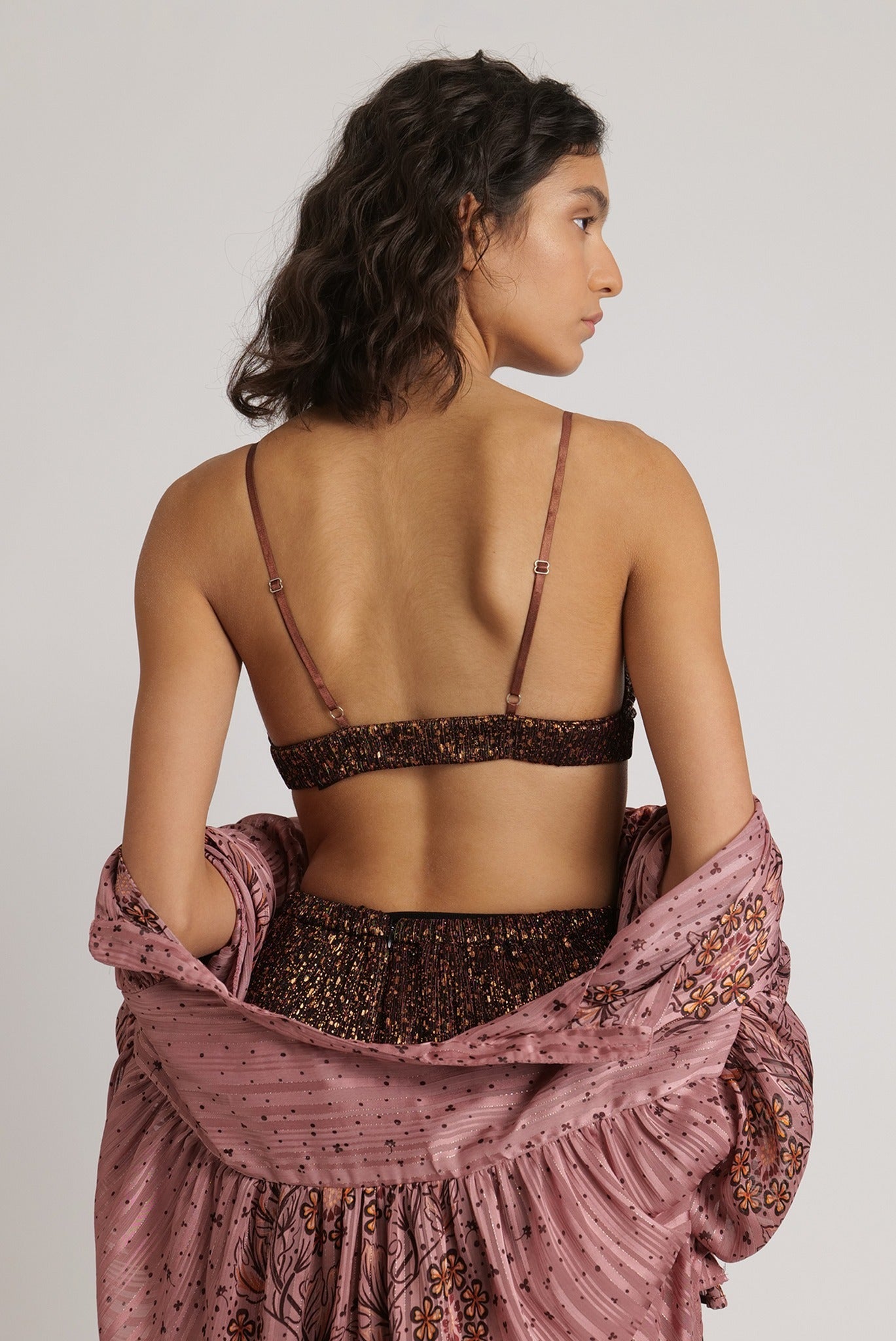 SABINA MUSAYEV - pleated_knit_w_multi_dot_foil_bronze_ruby_fw_23_24