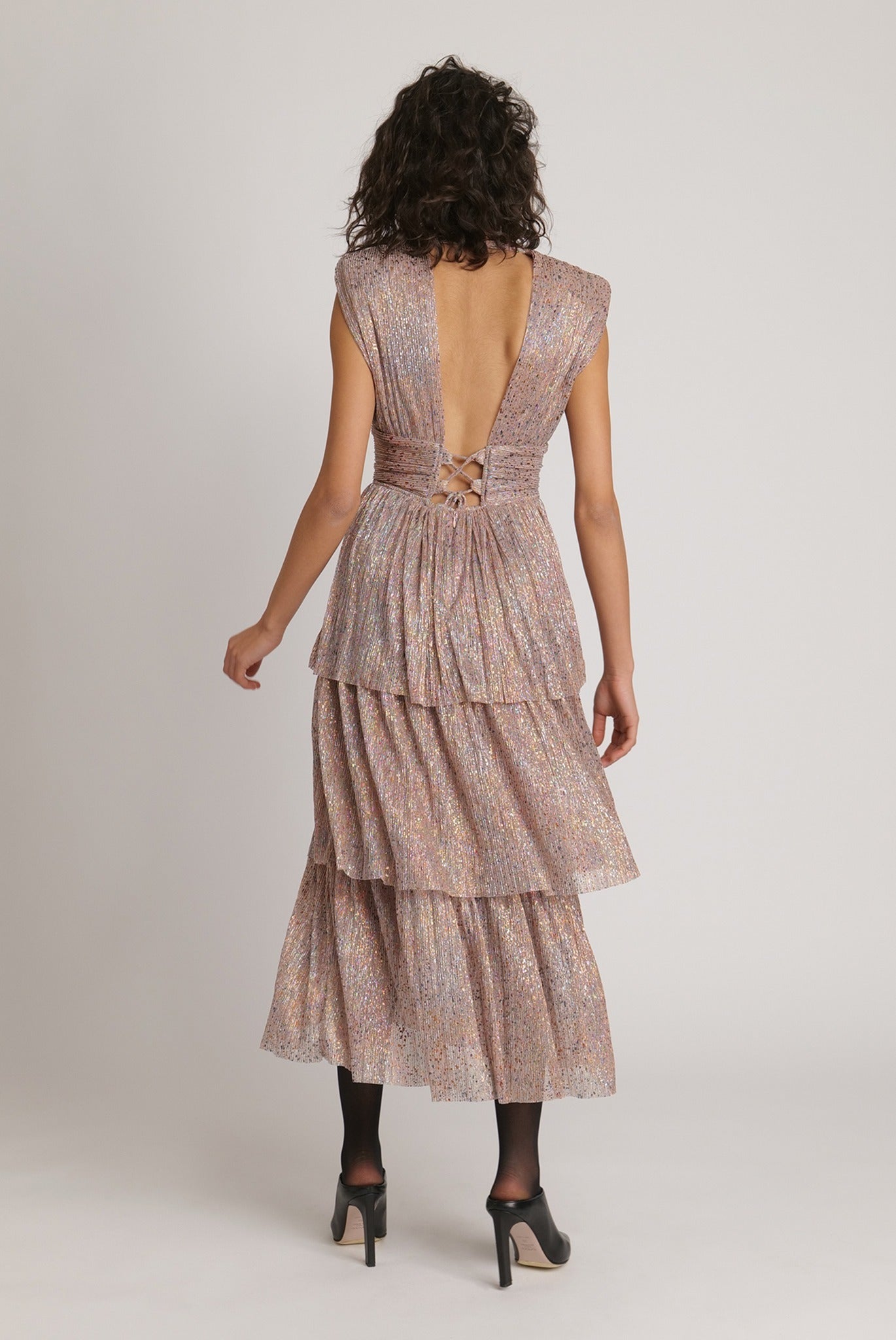 SABINA MUSAYEV - pleated_knit_w_multi_dot_foil_bronze_mop_fw_23_24