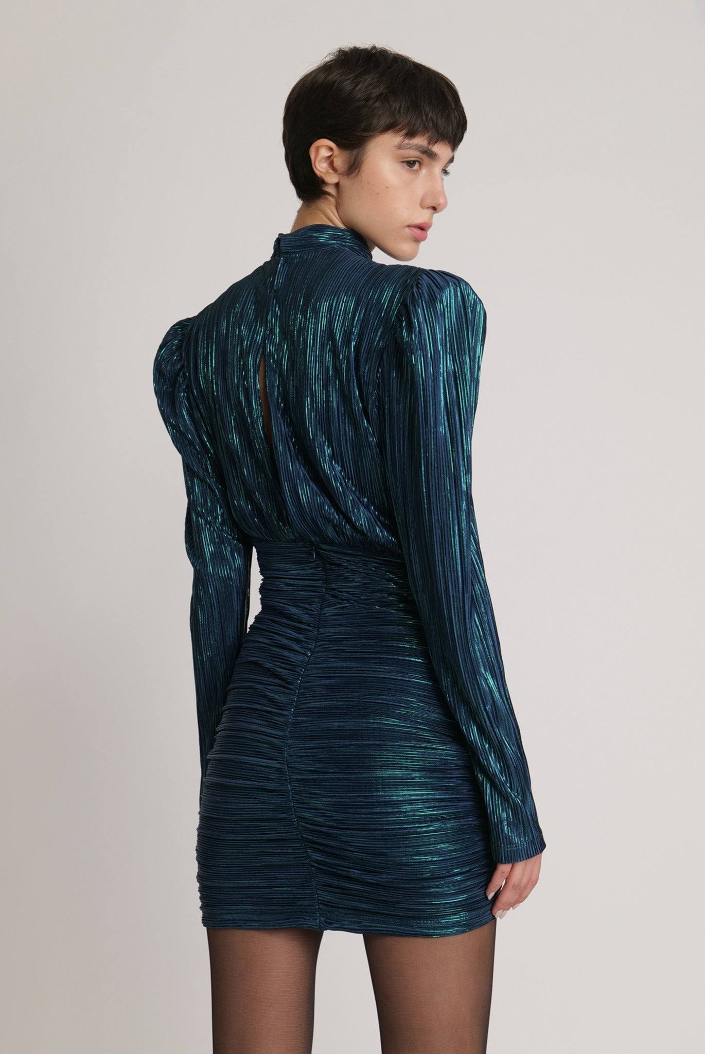 SABINA MUSAYEV - pleated_knit_w_foil_dark_ocean_fw_23_24