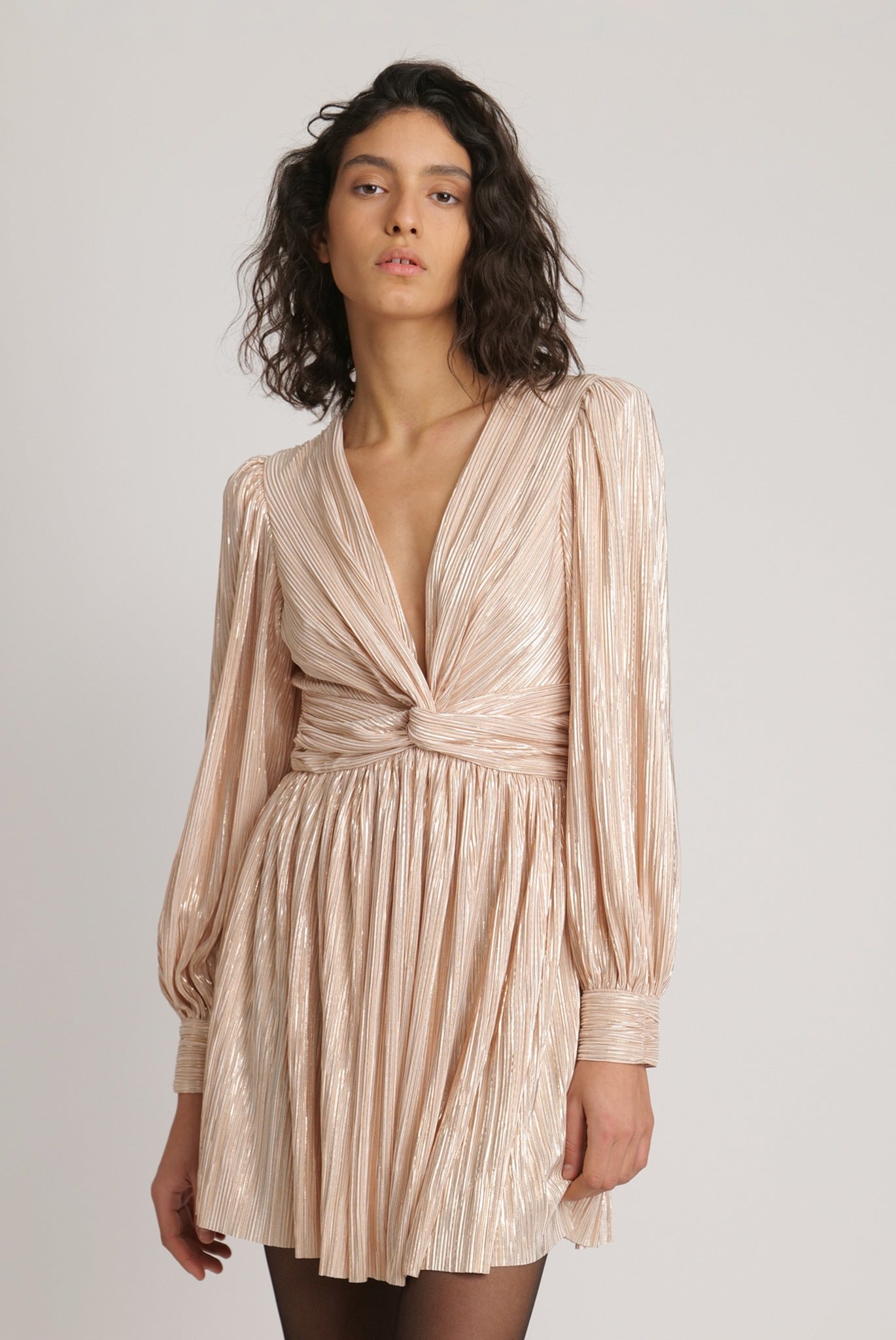 SABINA MUSAYEV - pleated_knit_w_foil_pearl_blush_fw_23_24