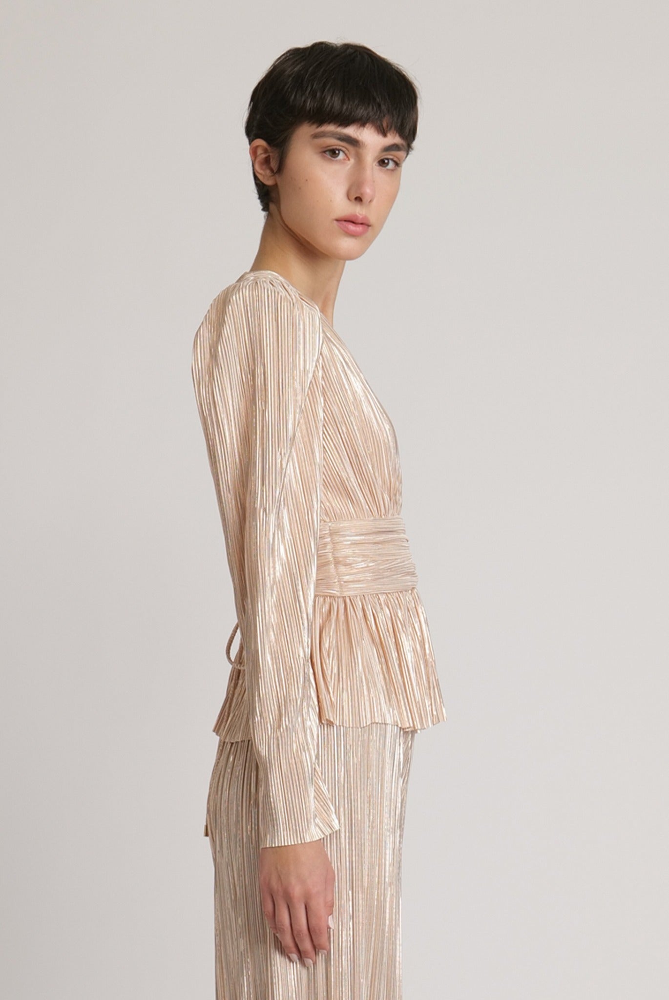 SABINA MUSAYEV - pleated_knit_w_foil_pearl_blush_fw_23_24