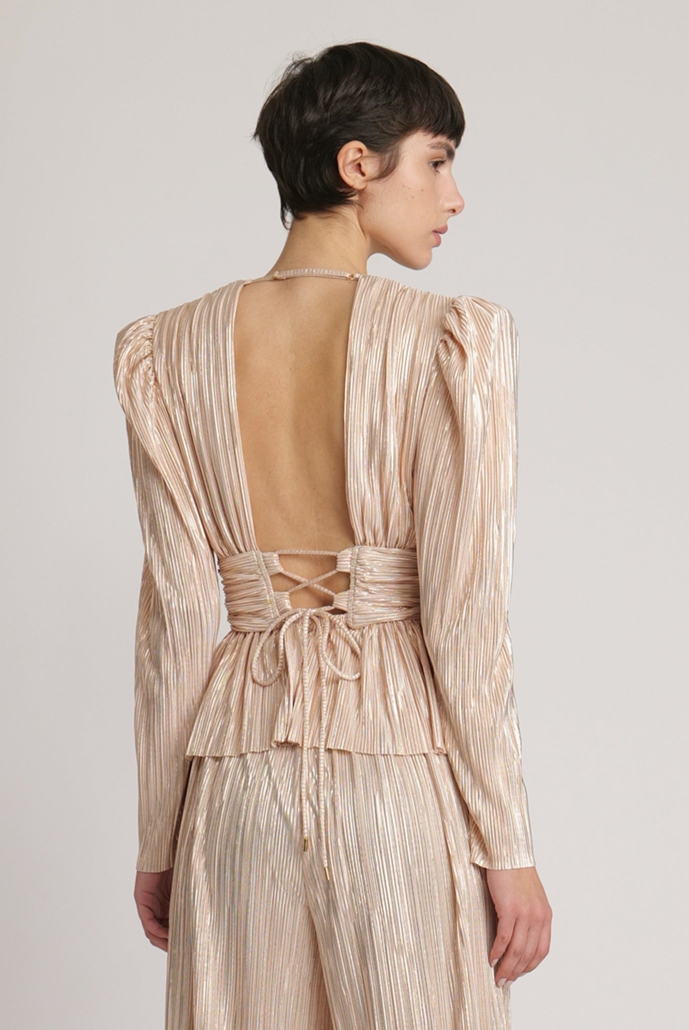 SABINA MUSAYEV - pleated_knit_w_foil_pearl_blush_fw_23_24