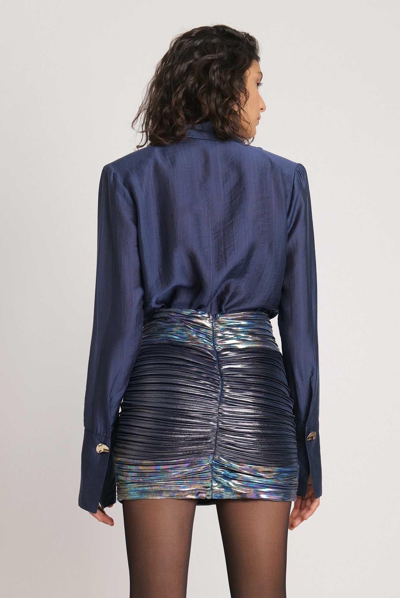 SABINA MUSAYEV - two_tone_pleated_knit_w_foil_dark_silver_fw_23_24
