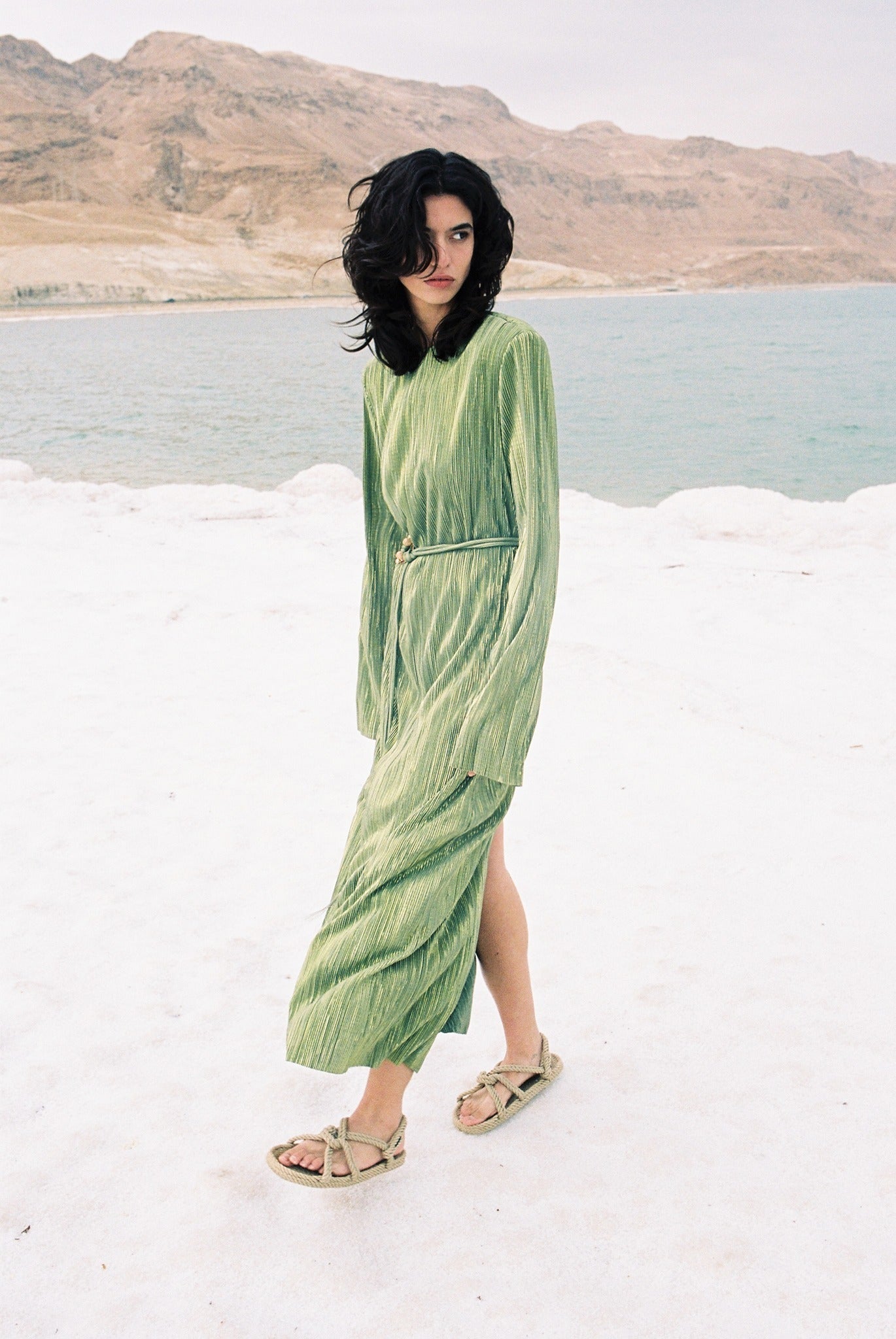 SABINA MUSAYEV - pleated_knit_w_foil_olive_green_spring_24
