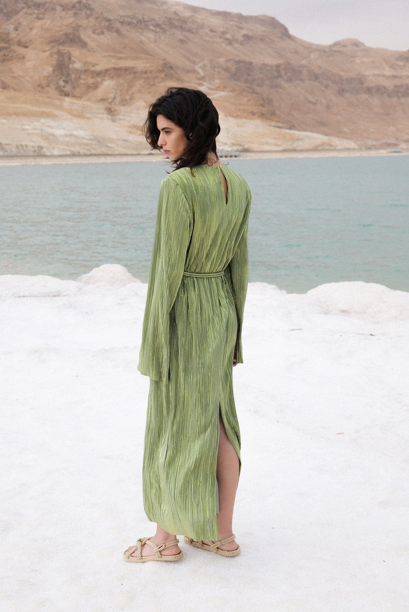 SABINA MUSAYEV - pleated_knit_w_foil_olive_green_spring_24