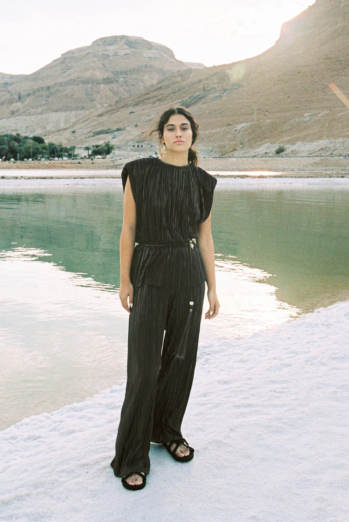 SABINA MUSAYEV - pleated_knit_w_foil_dark_brown_spring_24