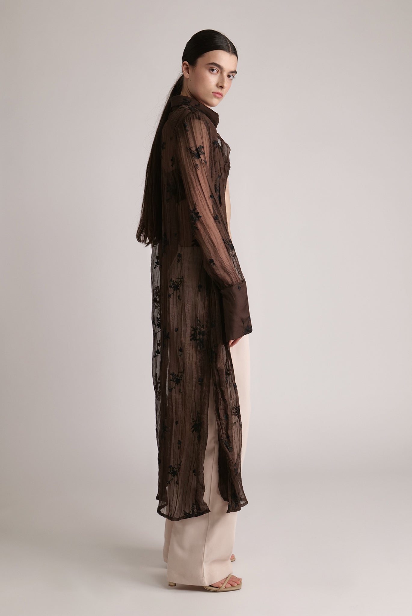 SABINA MUSAYEV - pleated_chiffon_w_embroidery_dark_brown_spring_24