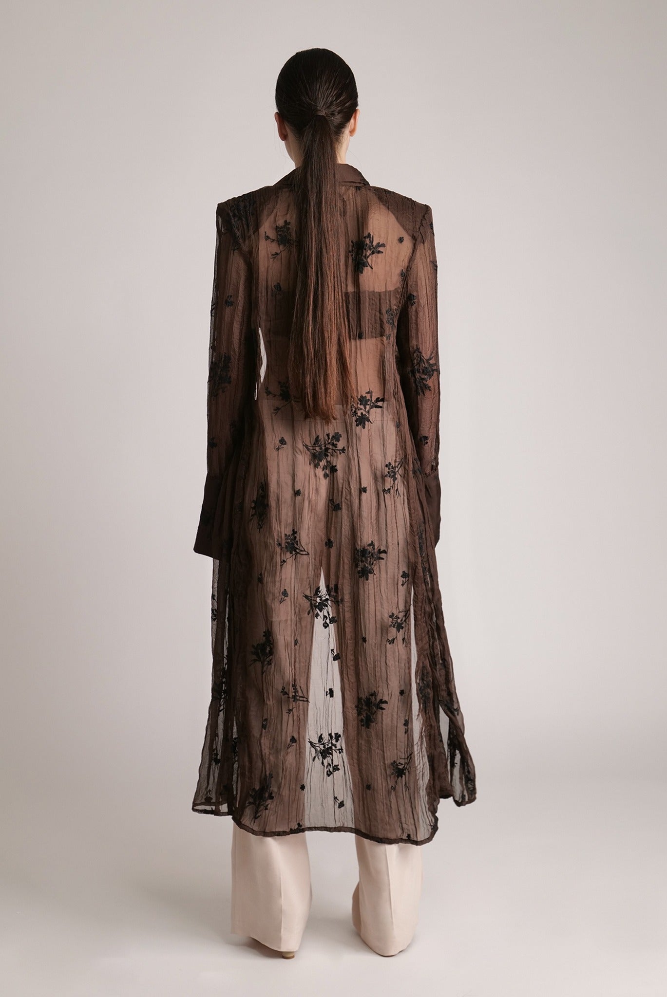SABINA MUSAYEV - pleated_chiffon_w_embroidery_dark_brown_spring_24