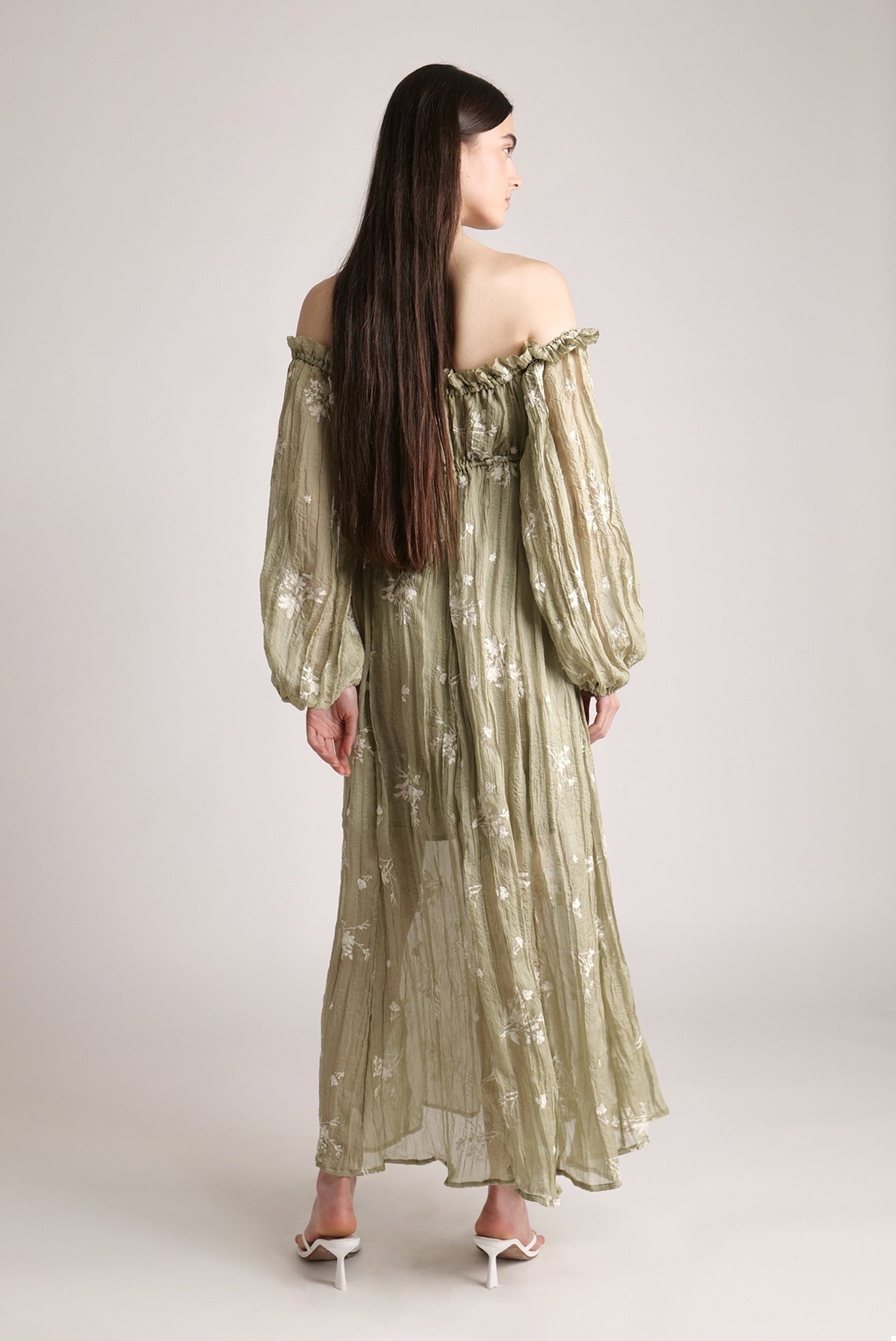 SABINA MUSAYEV - pleated_chiffon_w_embroidery_moss_green_24