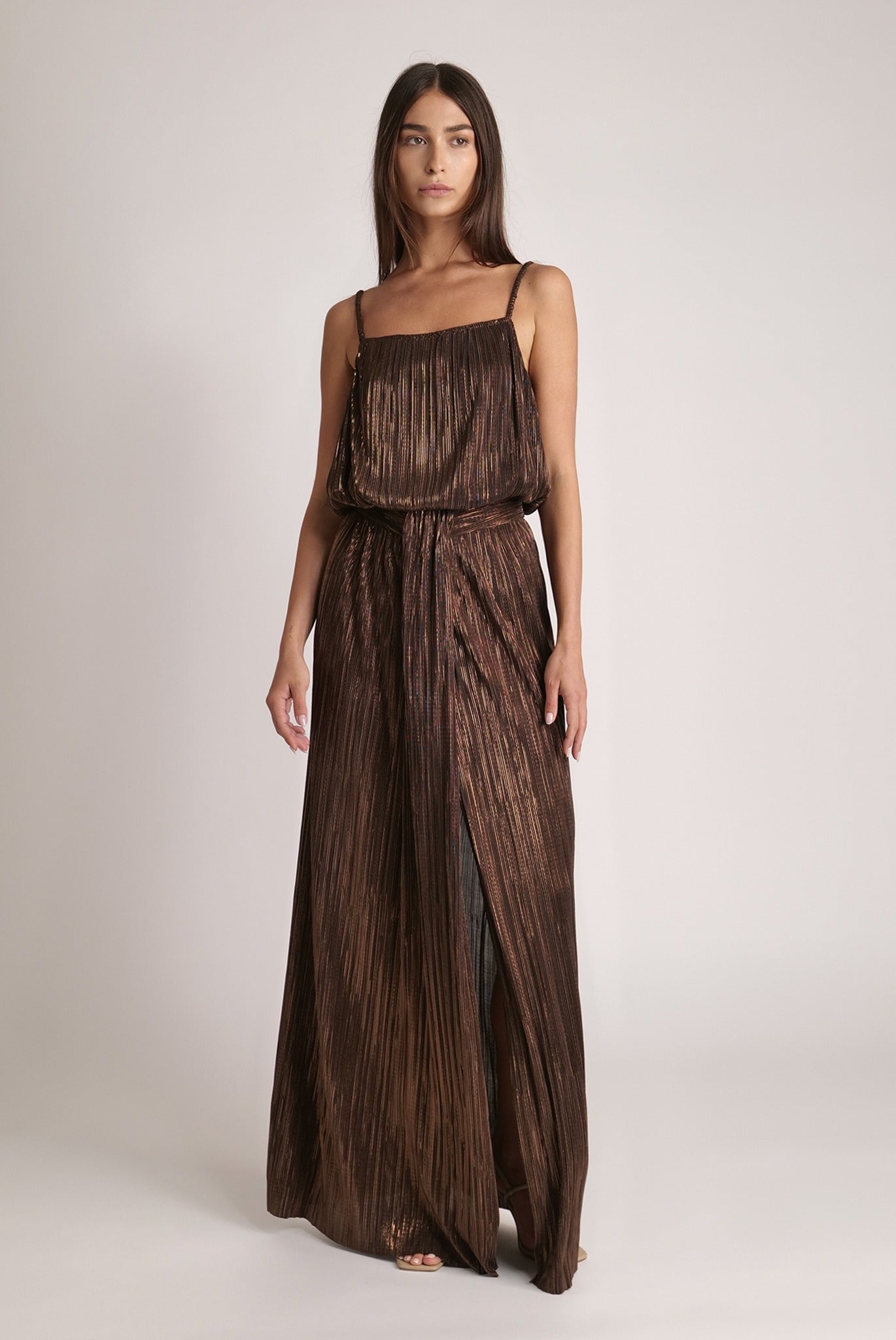 SABINA MUSAYEV - pleated_knit_w_foil_dark_brown_spring_24
