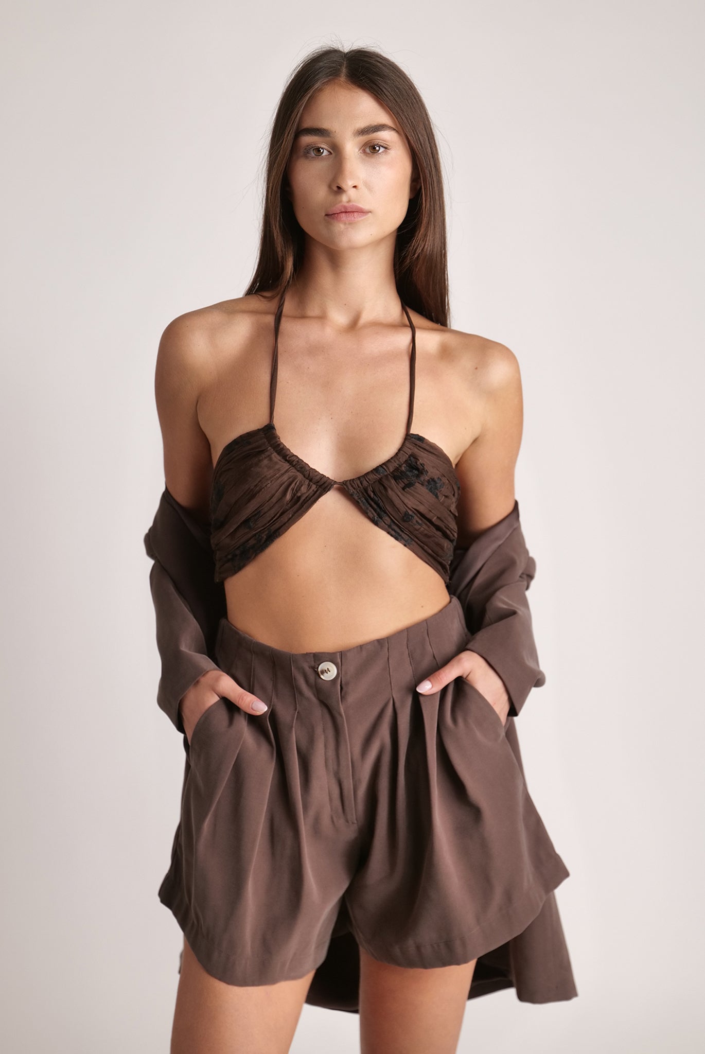 SABINA MUSAYEV - pleated_chiffon_w_embroidery_dark_brown_spring_24