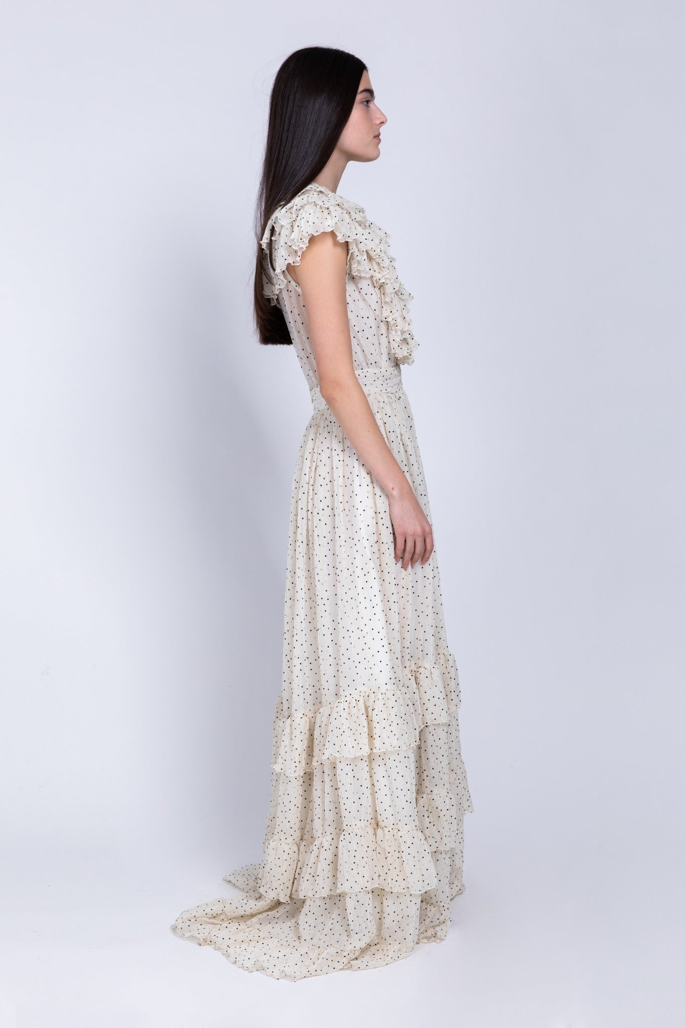 SABINA MUSAYEV - pleated_chiffon_w_dots_ivory_fw_22_23