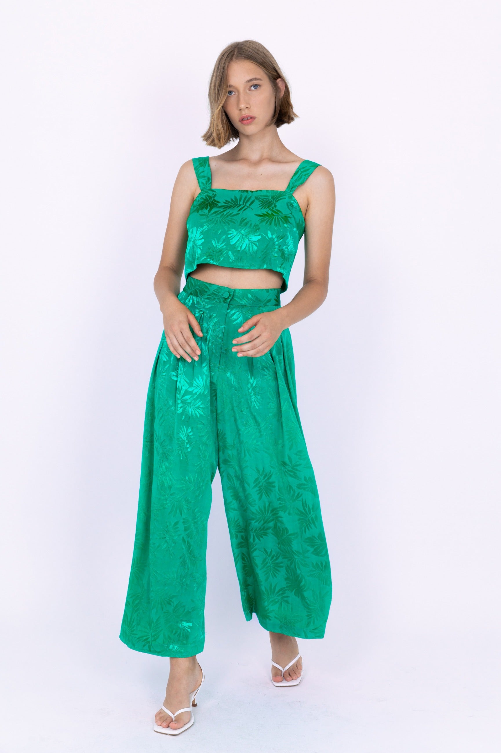SABINA MUSAYEV - satin_viscose_w_leaves_emerald_ss_21
