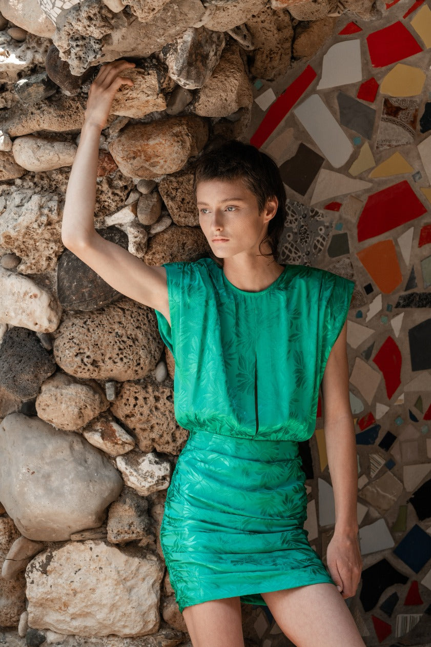 SABINA MUSAYEV - satin_viscose_w_leaves_emerald_ss_21