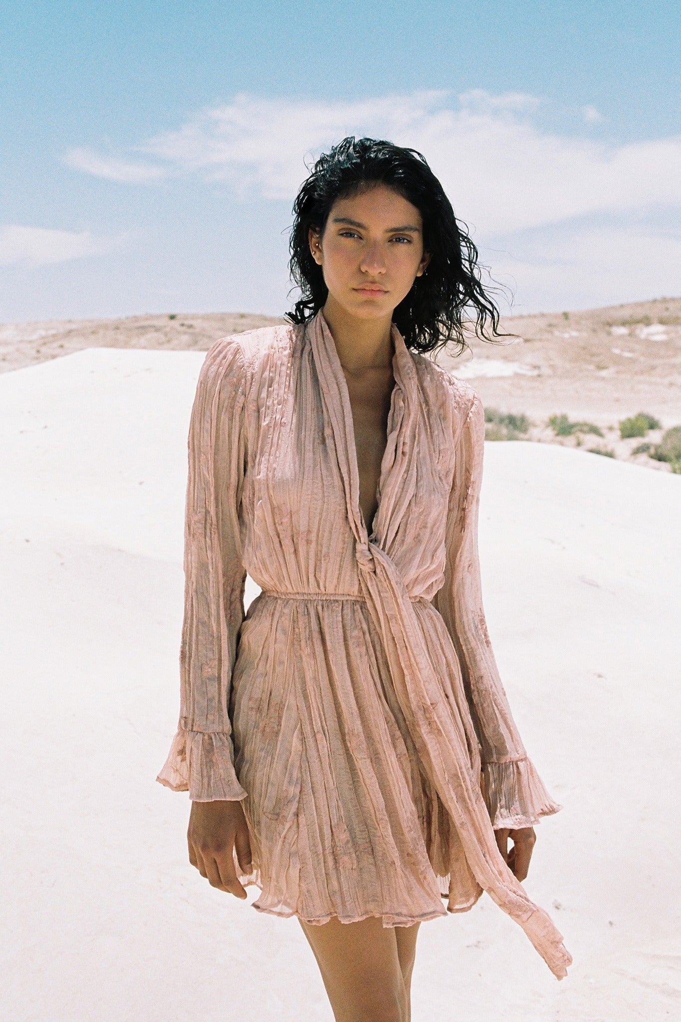 SABINA MUSAYEV - pleated_chiffon_w_emb_cream_latte_summer_24
