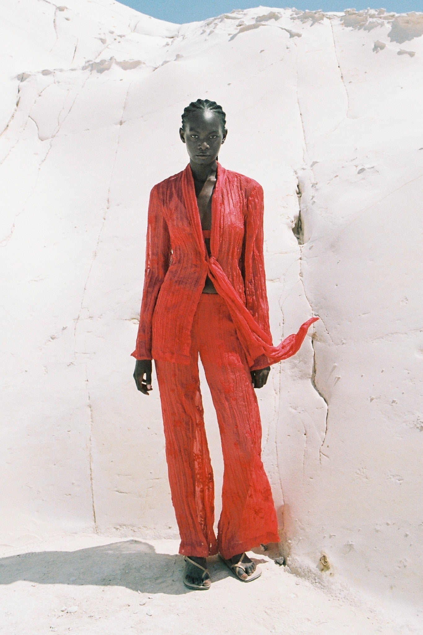 SABINA MUSAYEV - pleated_chiffon_w_emb_poppy_red_summer_24