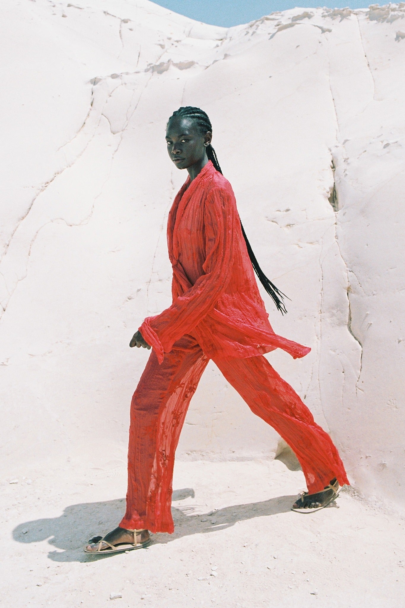 SABINA MUSAYEV - pleated_chiffon_w_emb_poppy_red_summer_24