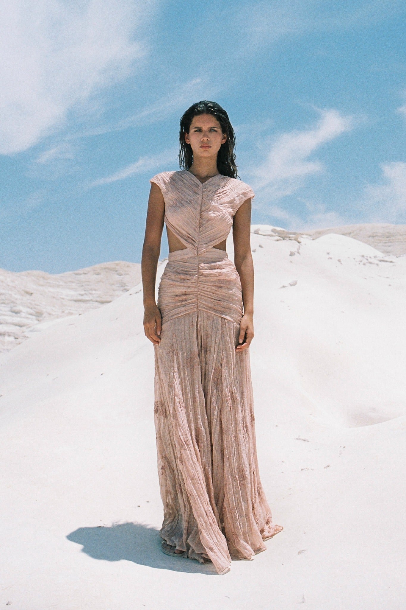 SABINA MUSAYEV - pleated_chiffon_w_emb_cream_latte_summer_24