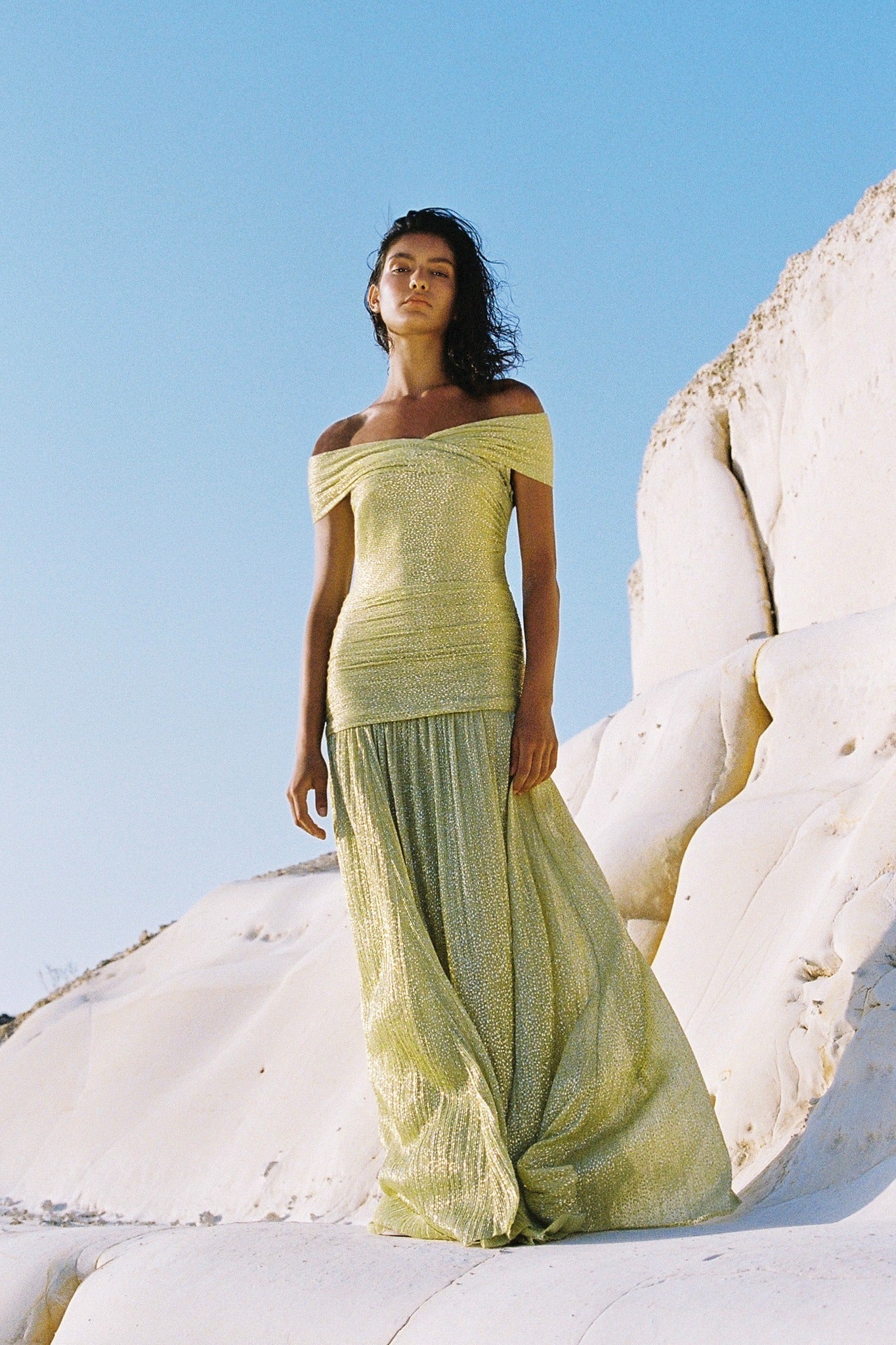 SABINA MUSAYEV - pleated_knit_w_speckled_foil_sunny_lime_summer_24