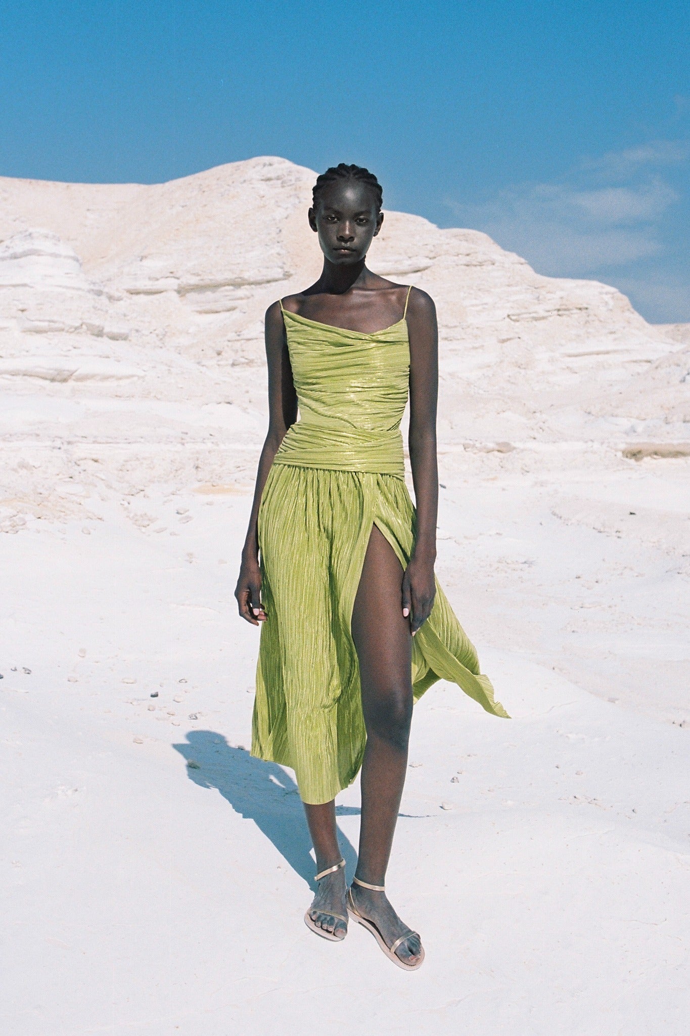 SABINA MUSAYEV - pleated_knit_w_foil_lime_green_summer_24