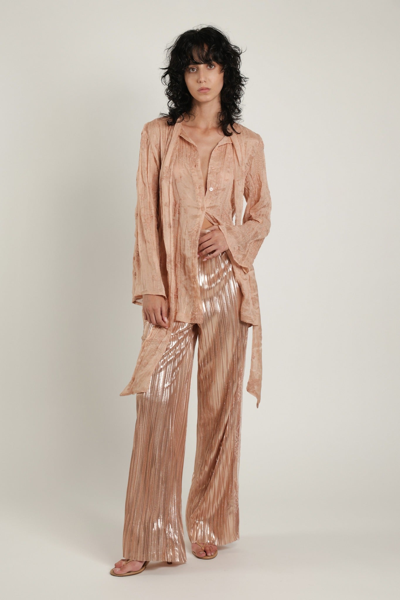 SABINA MUSAYEV - foil_pleated_knit_rose_gold_summer_24