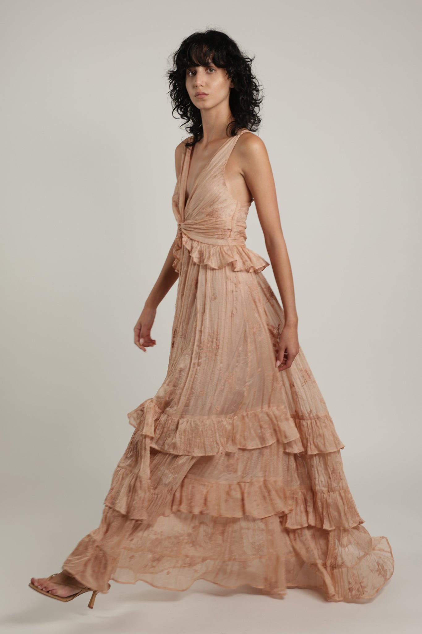 SABINA MUSAYEV - pleated_chiffon_w_emb_cream_latte_summer_24