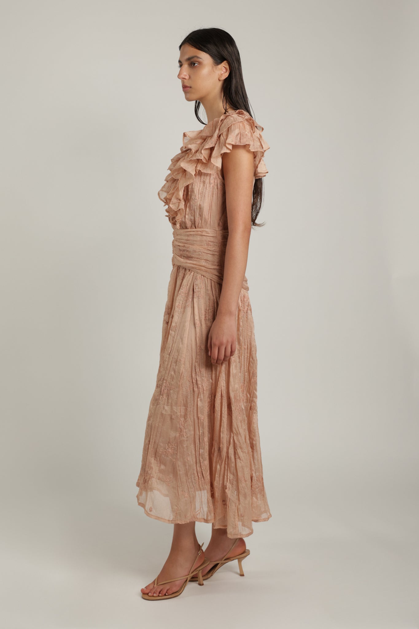 SABINA MUSAYEV - pleated_chiffon_w_emb_cream_latte_summer_24