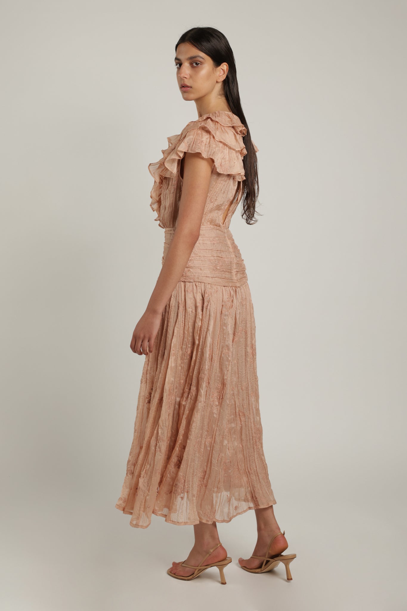 SABINA MUSAYEV - pleated_chiffon_w_emb_cream_latte_summer_24