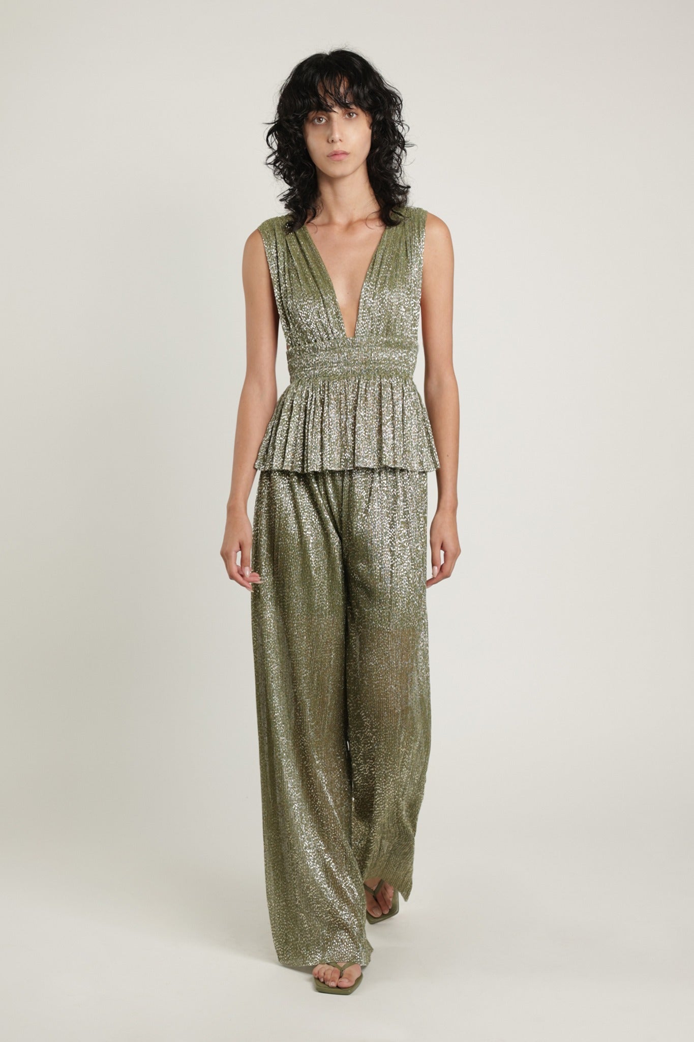 SABINA MUSAYEV - pleated_knit_w_speckled_foil_olive_green_summer_24