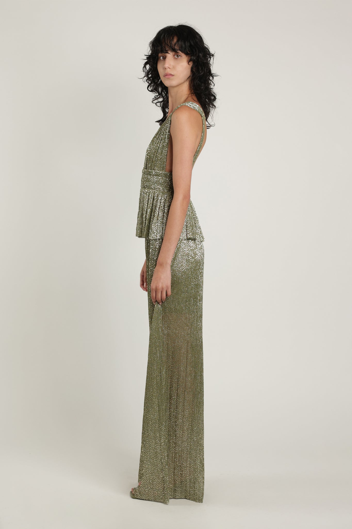 SABINA MUSAYEV - pleated_knit_w_speckled_foil_olive_green_summer_24