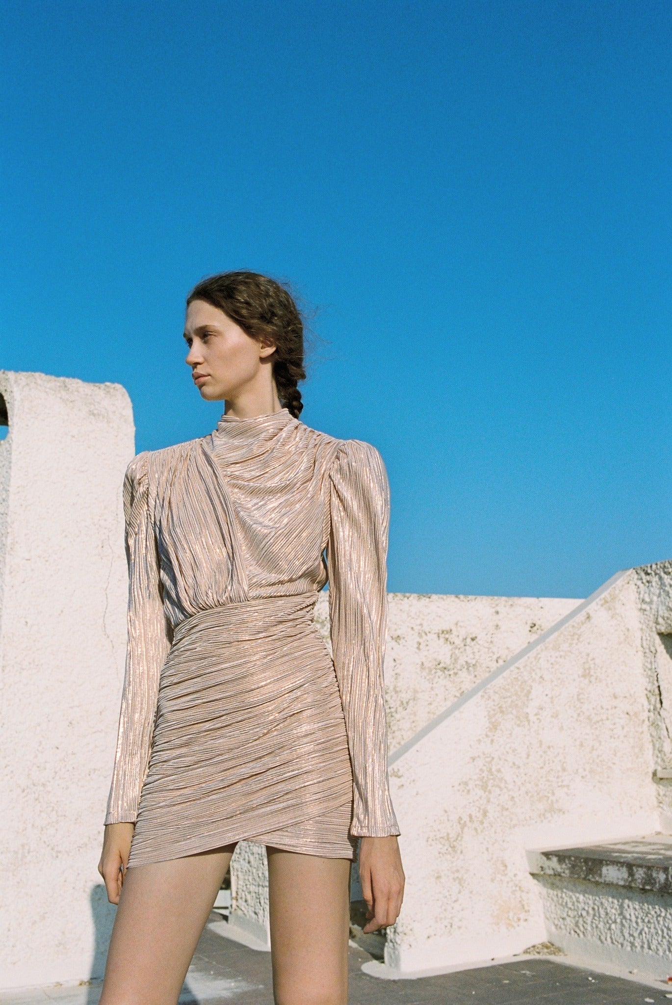 SABINA MUSAYEV - pleated_knit_w_foil_pearl_blush_fw_23_24