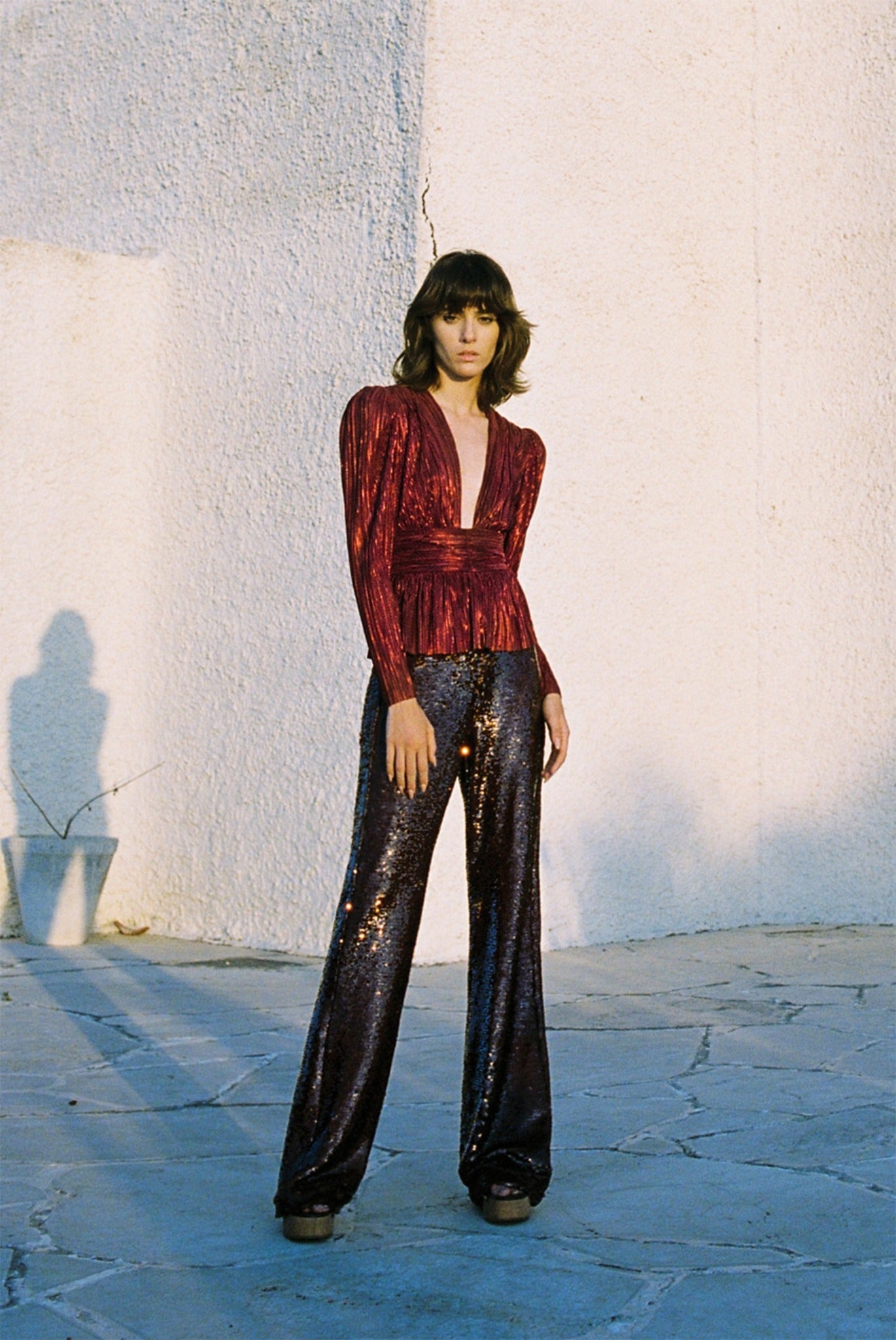 SABINA MUSAYEV - pleated_knit_w_foil_ruby_wine_fw_23_24