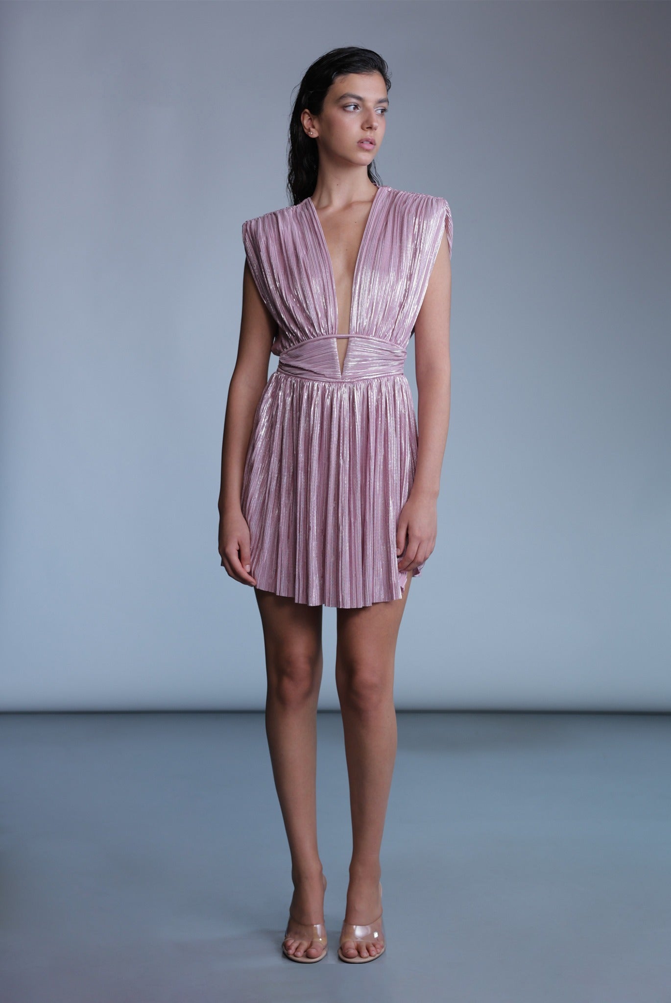 SABINA MUSAYEV - pleated_knit_w_foil_dusty_rose_pre_fall_24_25
