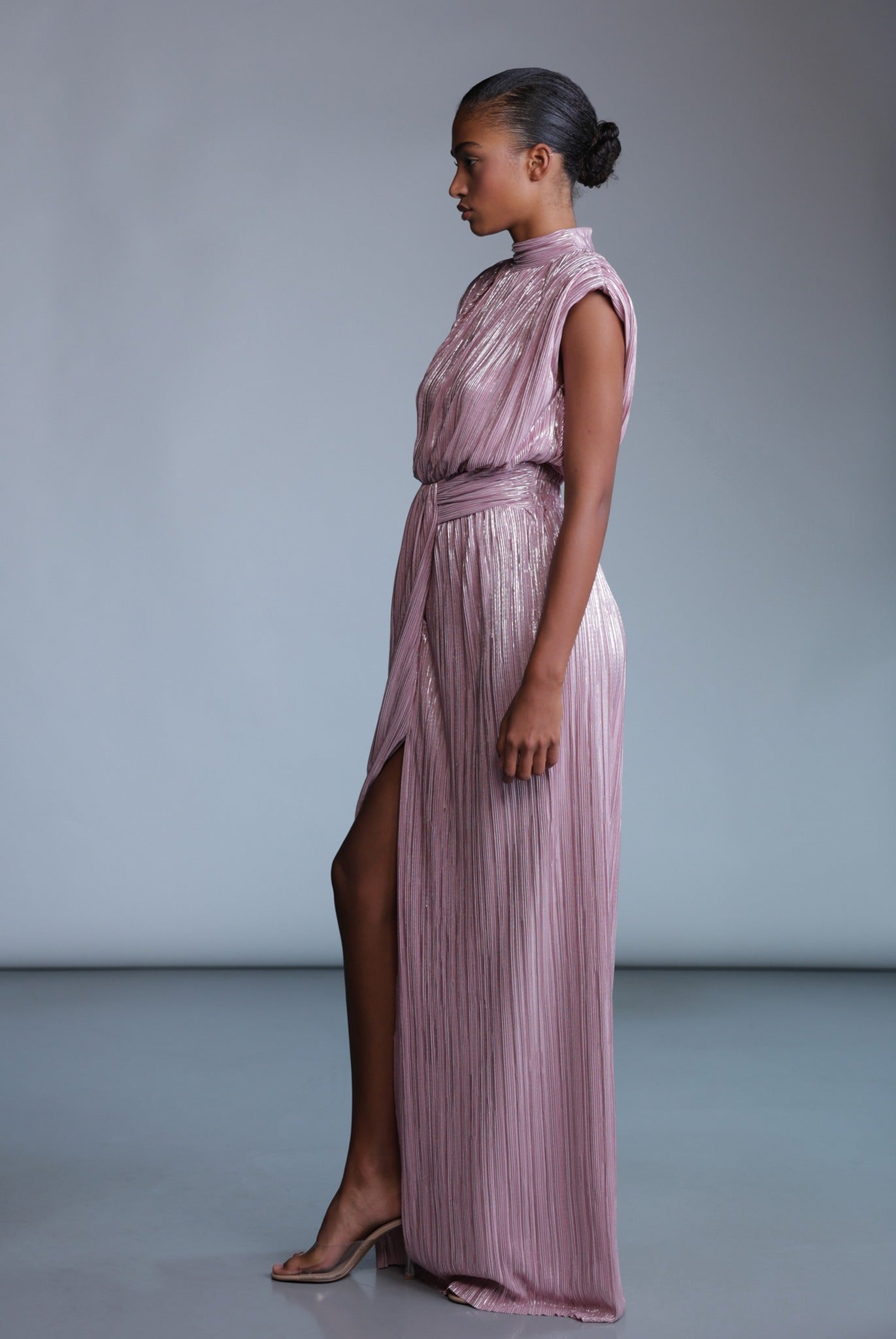 SABINA MUSAYEV - pleated_knit_w_foil_dusty_rose_pre_fall_24_25