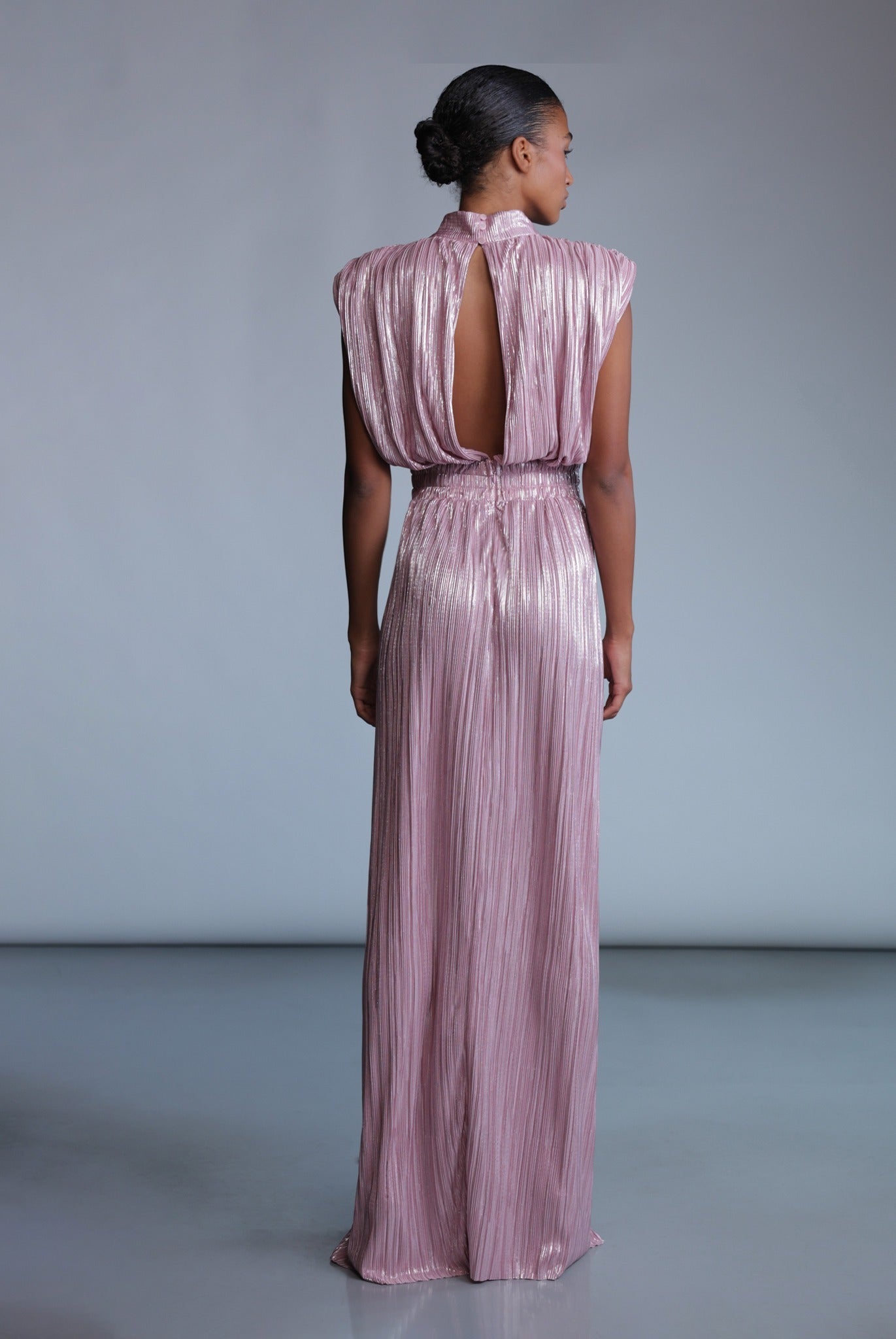 SABINA MUSAYEV - pleated_knit_w_foil_dusty_rose_pre_fall_24_25