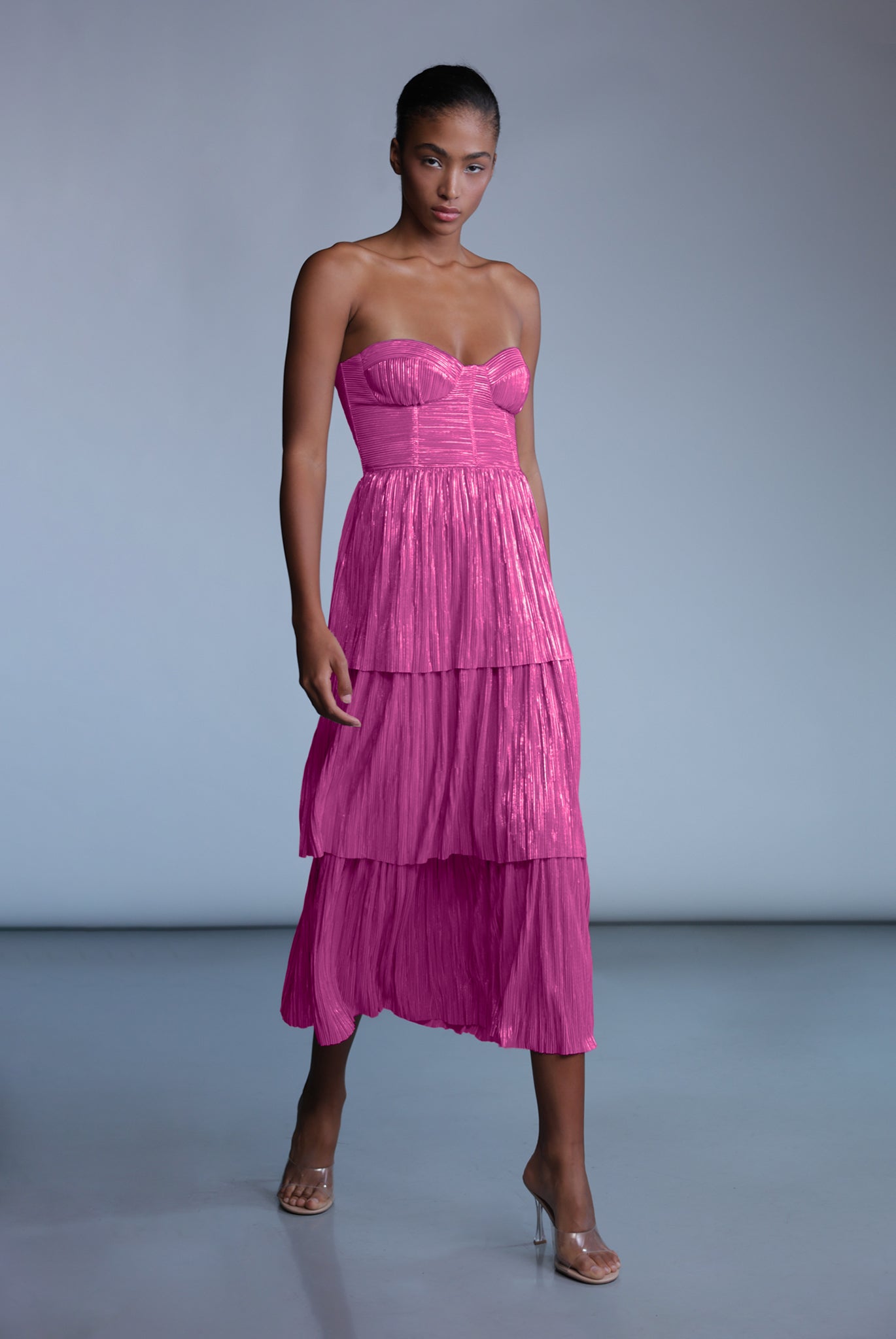 SABINA MUSAYEV - pleated_knit_w_foil_rasberry_pre_fall_24_25