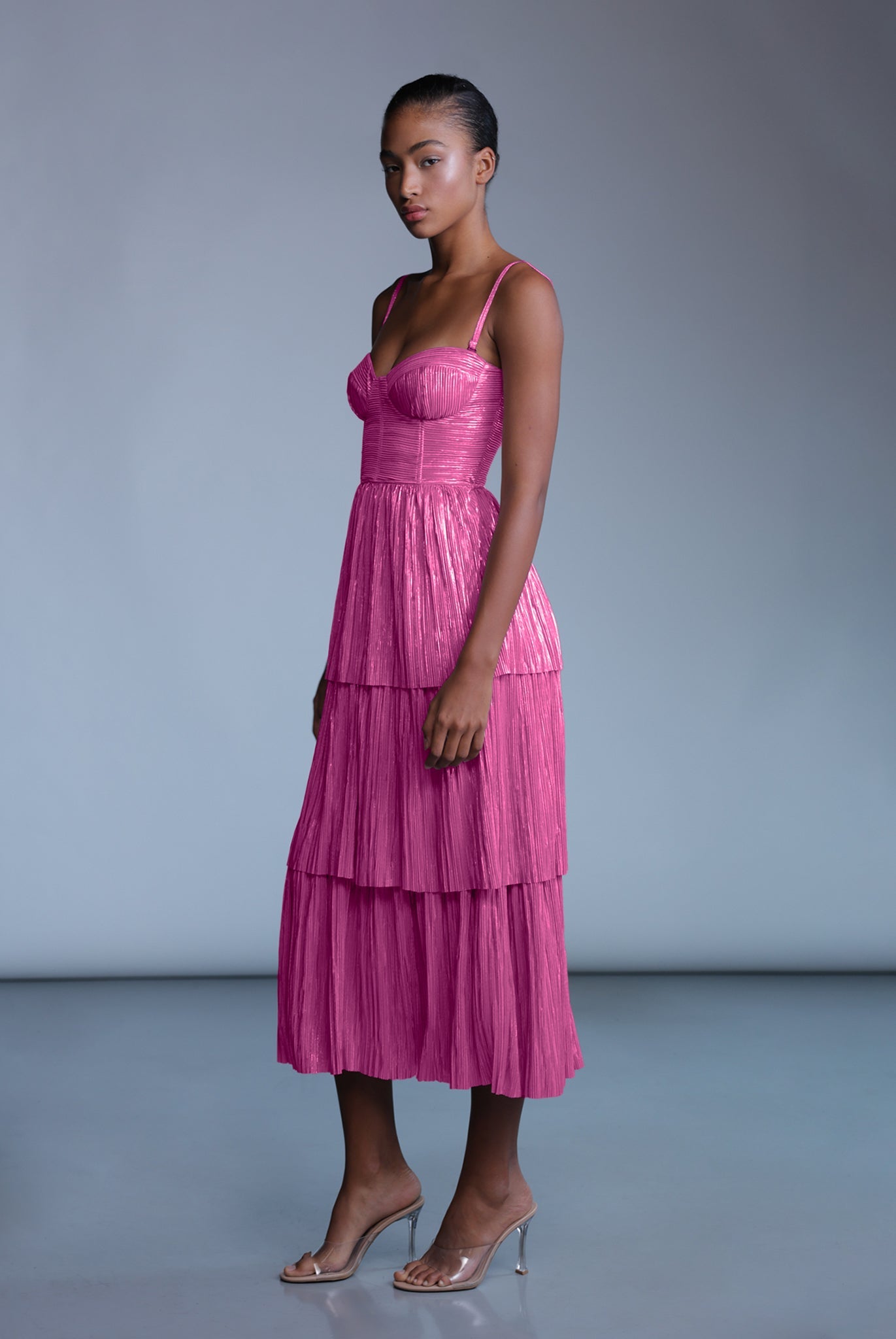 SABINA MUSAYEV - pleated_knit_w_foil_rasberry_pre_fall_24_25