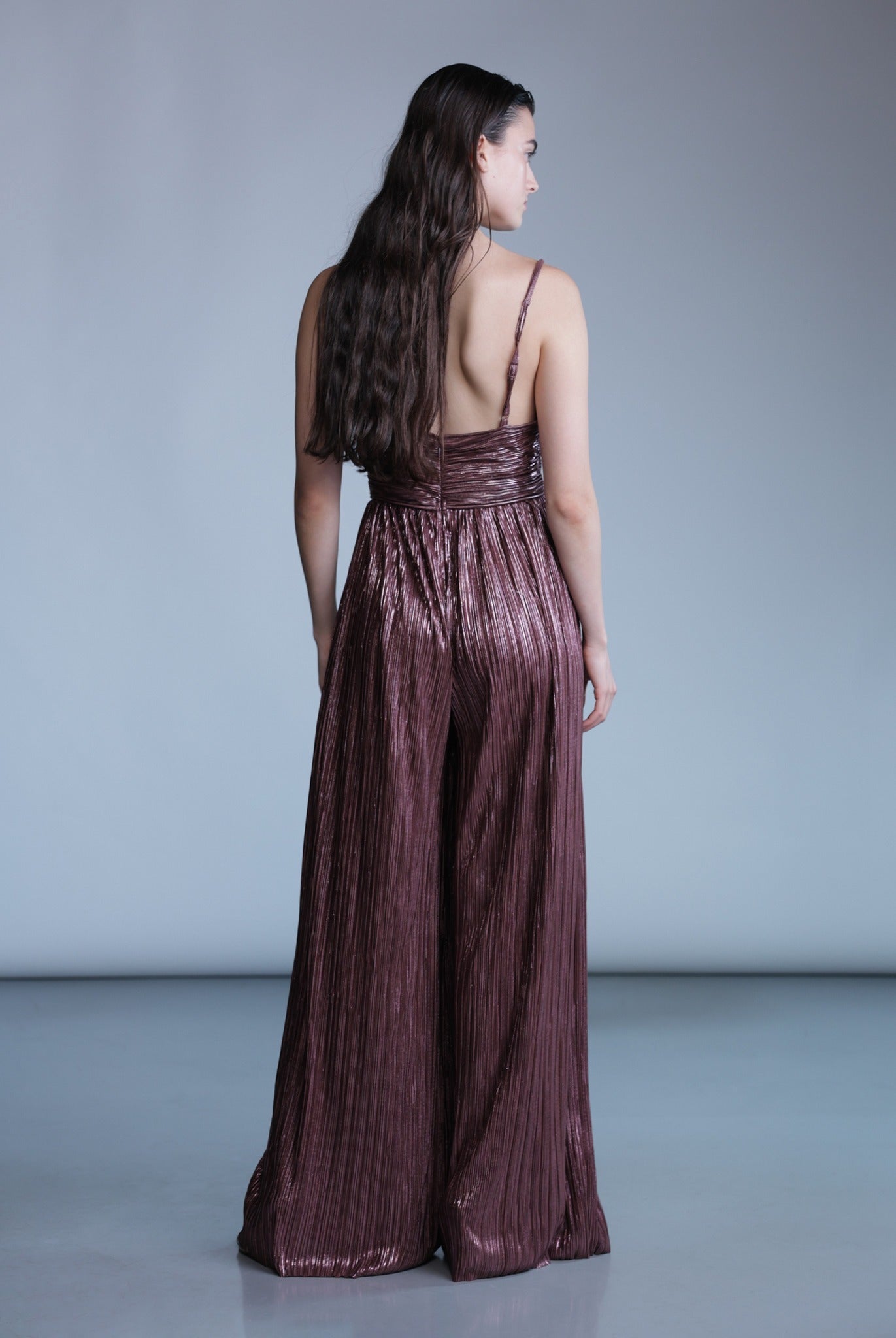SABINA MUSAYEV - pleated_knit_w_foil_bitter_chocolate_pre_fall_24_25