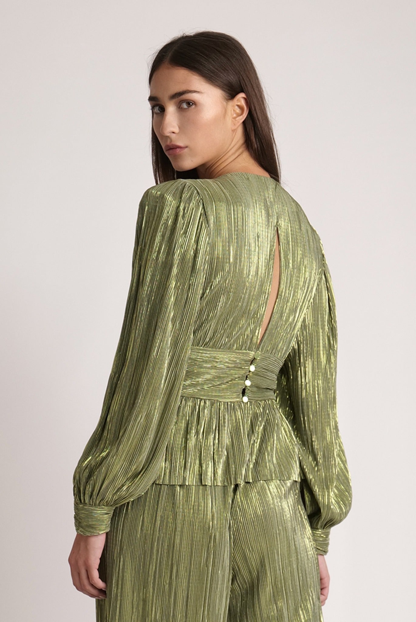 SABINA MUSAYEV - pleated_knit_w_foil_olive_green_spring_24