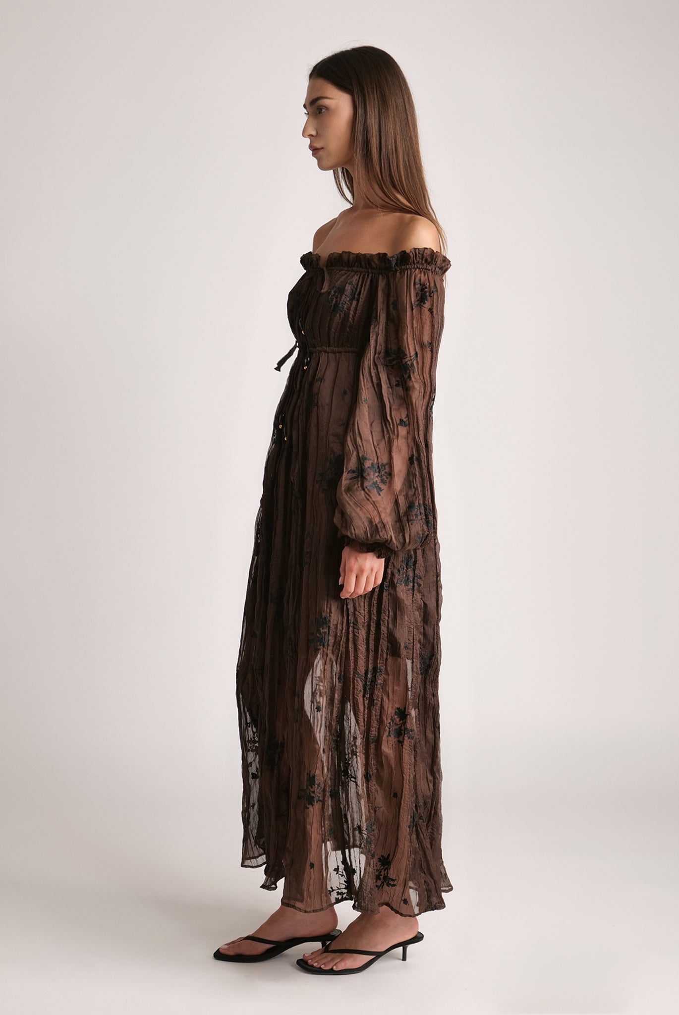 SABINA MUSAYEV - pleated_chiffon_w_embroidery_dark_brown_spring_24