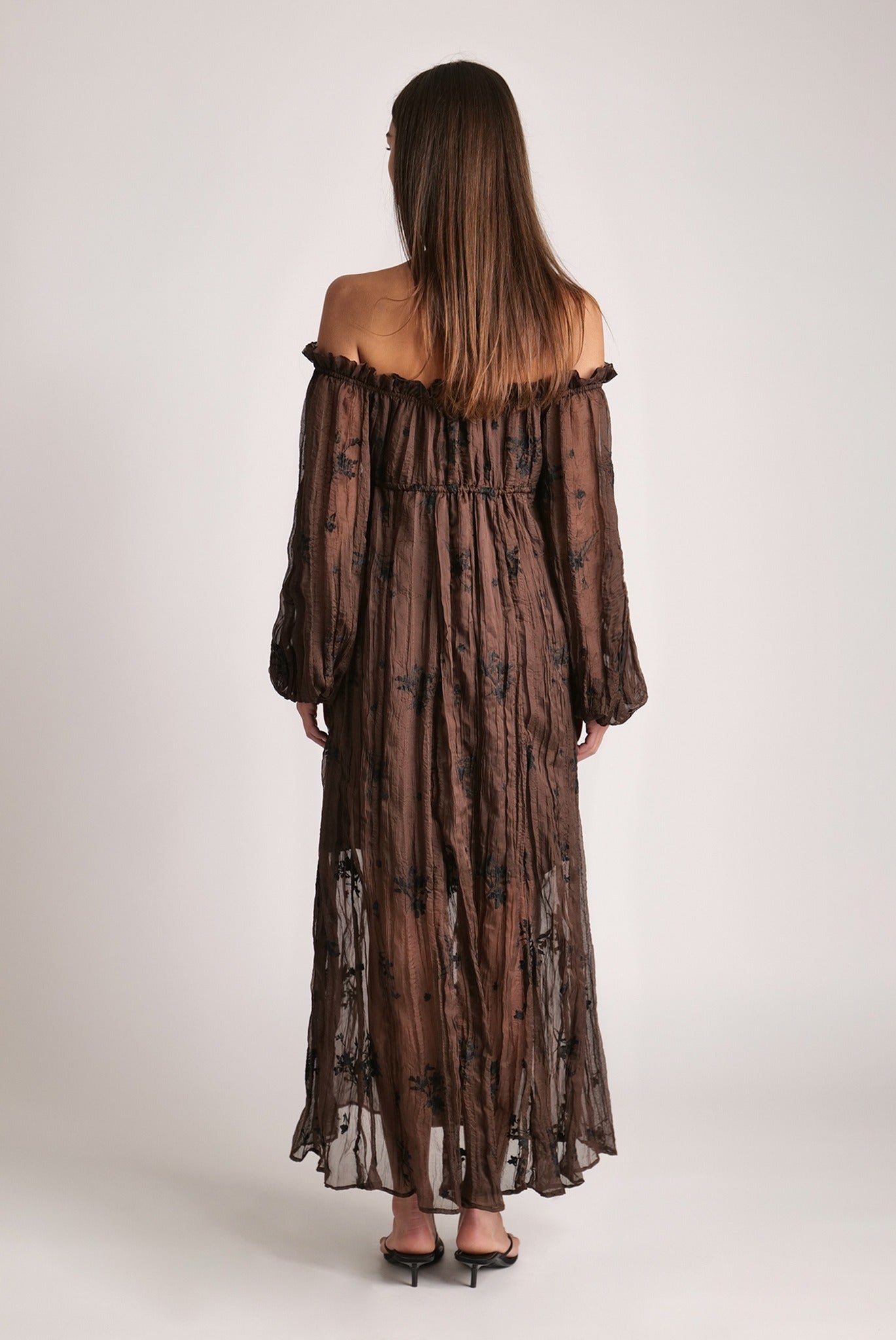 SABINA MUSAYEV - pleated_chiffon_w_embroidery_dark_brown_spring_24