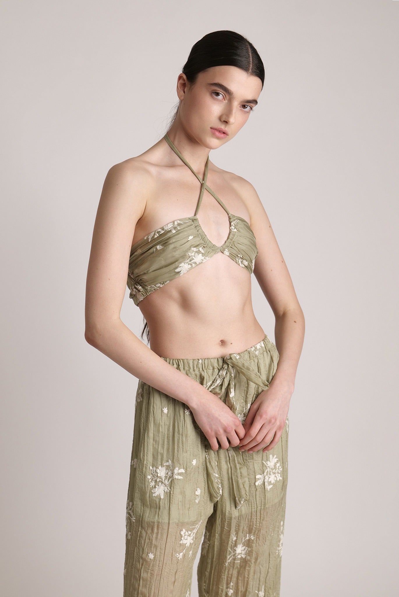 SABINA MUSAYEV - pleated_chiffon_w_embroidery_moss_green_24