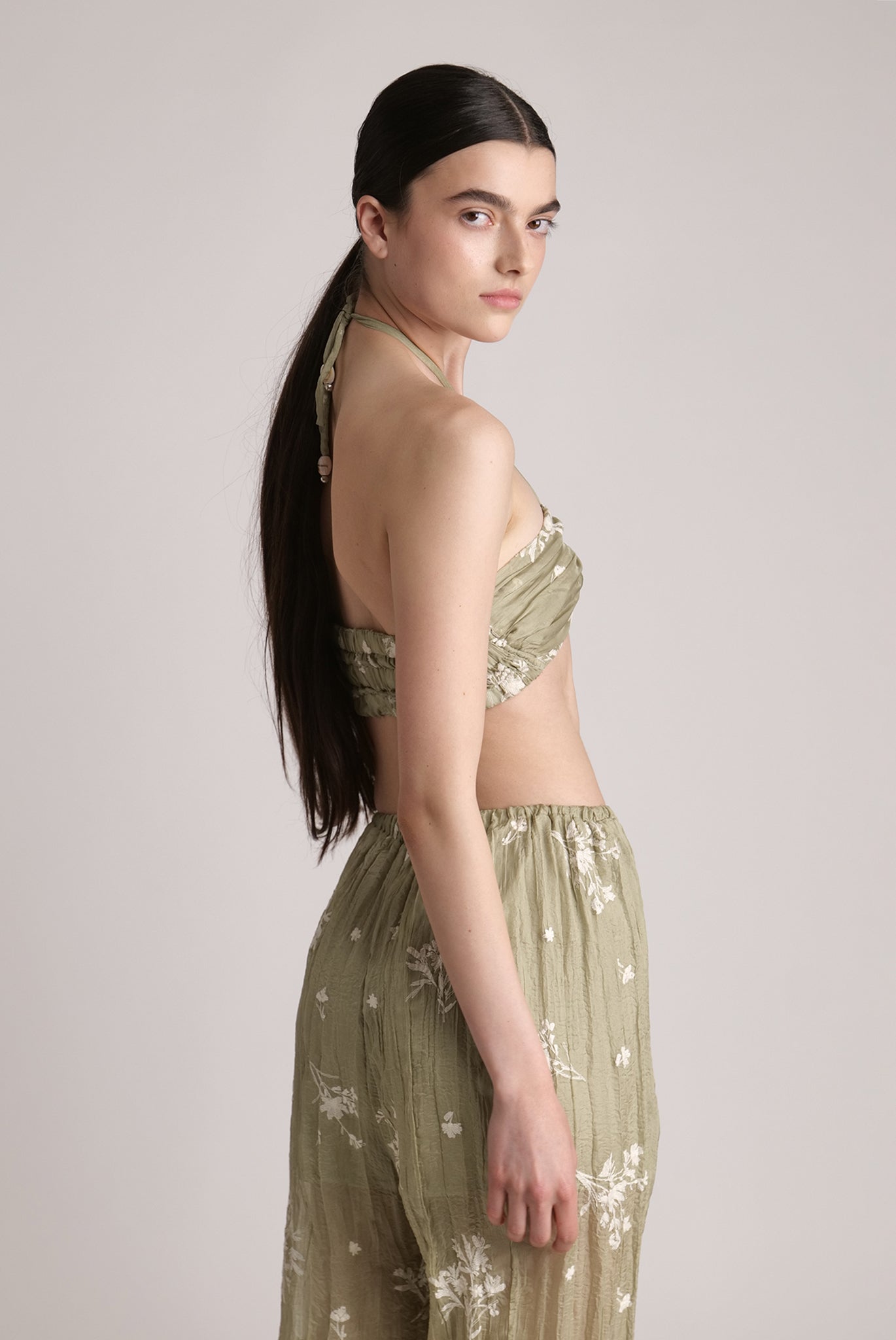 SABINA MUSAYEV - pleated_chiffon_w_embroidery_moss_green_24