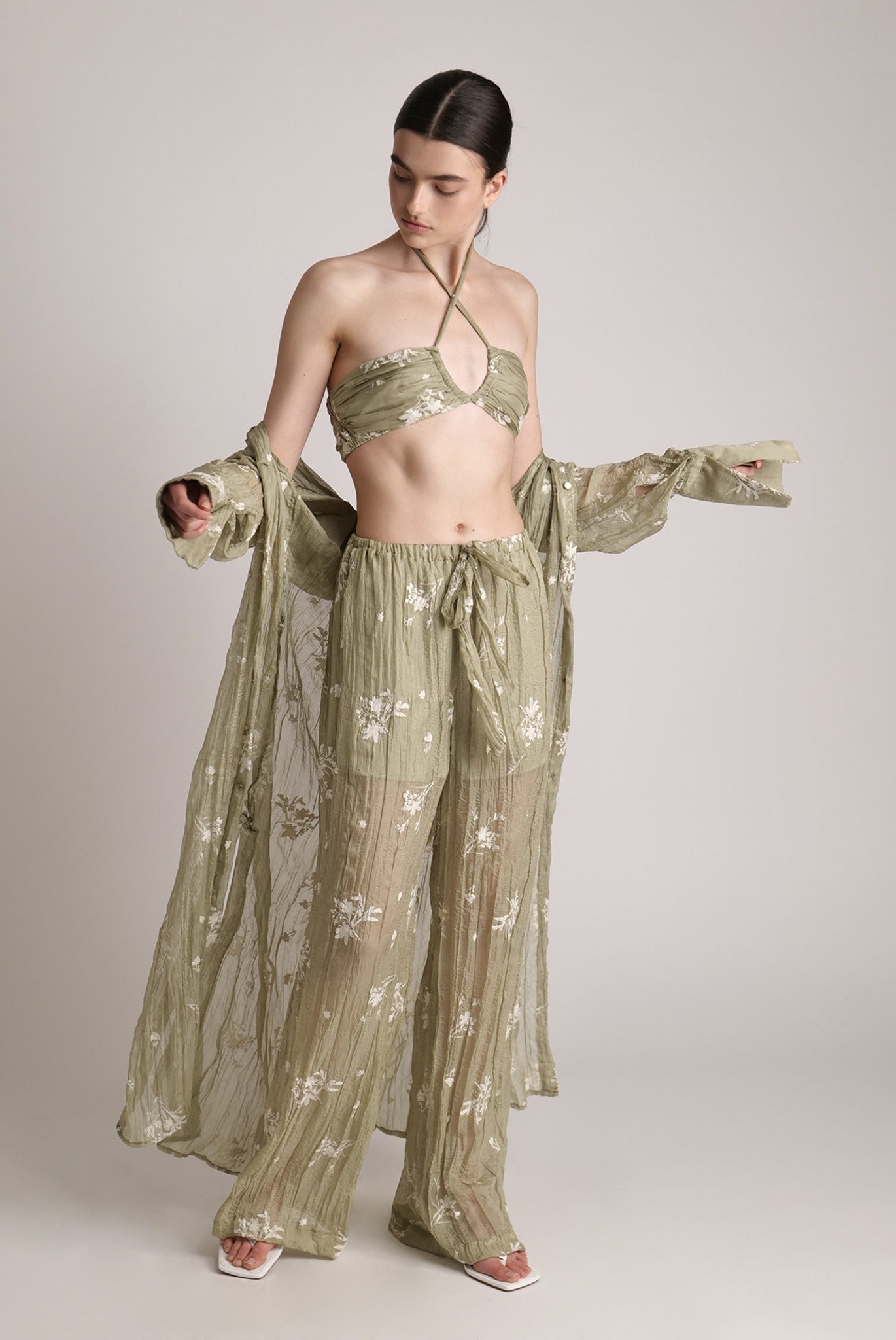 SABINA MUSAYEV - pleated_chiffon_w_embroidery_moss_green_24