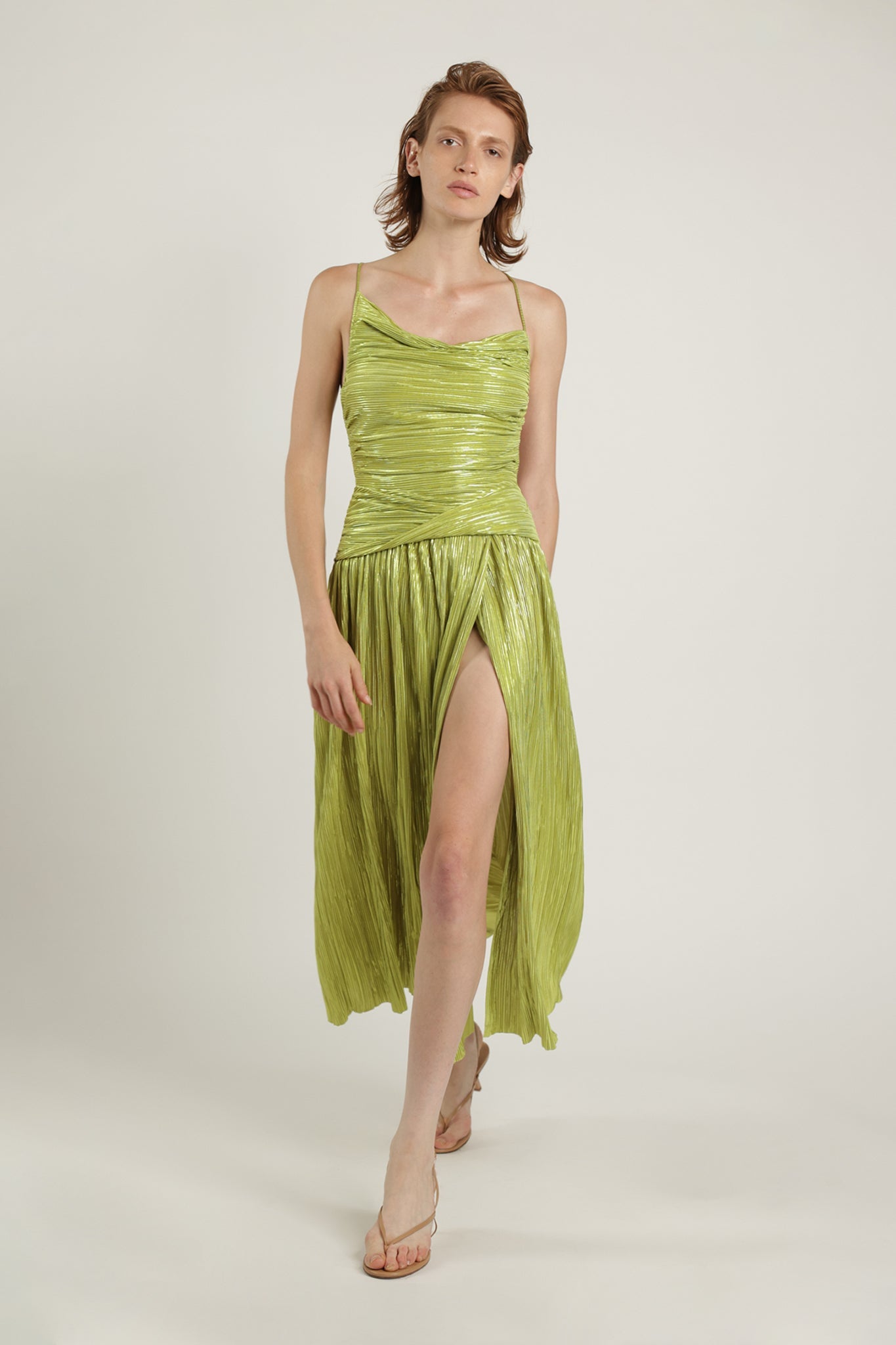 SABINA MUSAYEV - pleated_knit_w_foil_lime_green_summer_24